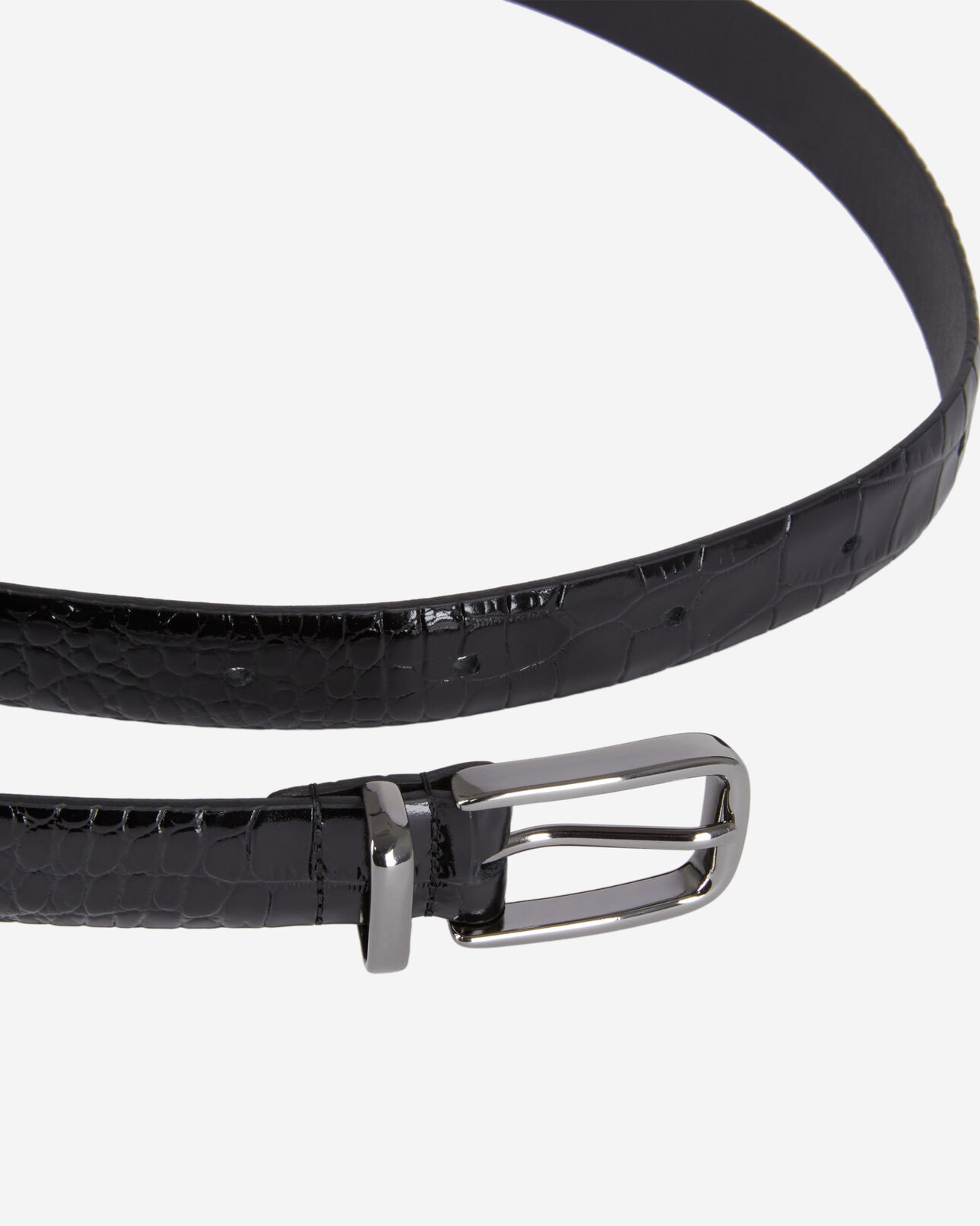 The Kooples HOMME BLACK ceinture en cuir noir effet crocodile