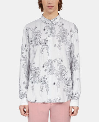 The Kooples MEN ECRU NAVY printed shirt