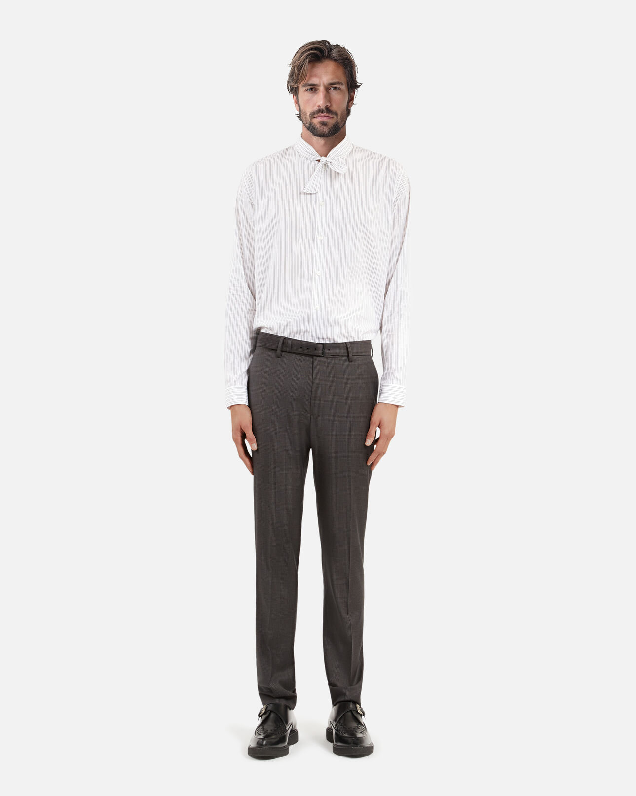 The Kooples HOMME DARK GREY pantalon de costume en laine prince de galles gris