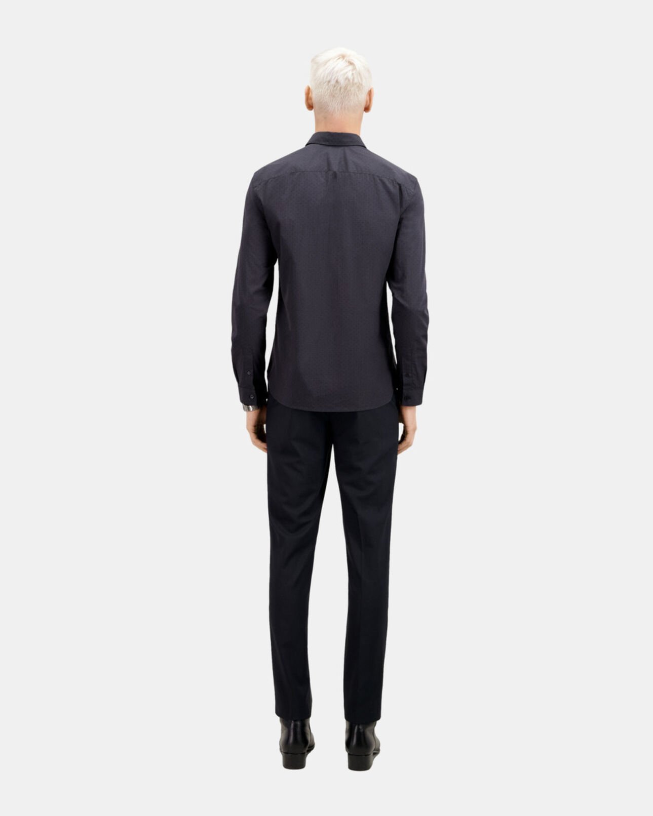 The Kooples MEN BLACK charcoal gray shirt with micro patterns