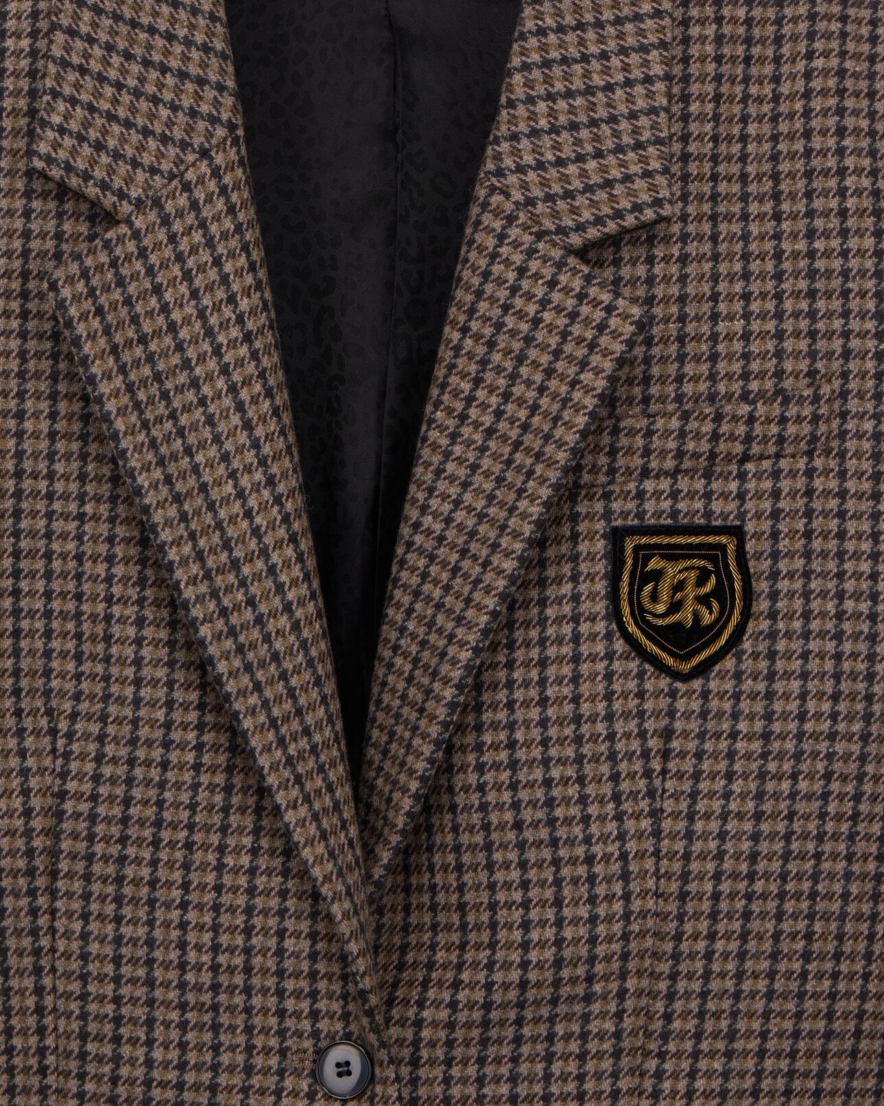 The Kooples WOMEN BEIGE-BROWN brown checkered blazer