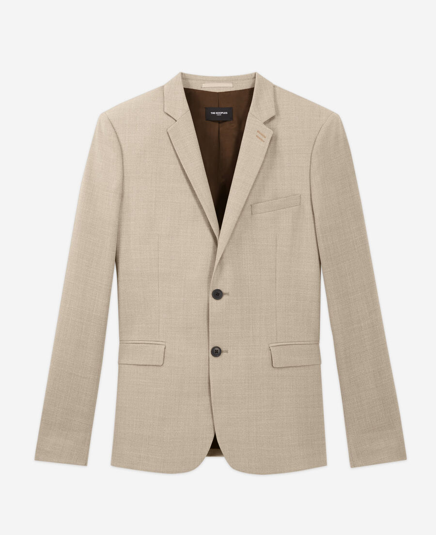 smart beige wool blazer with pockets
