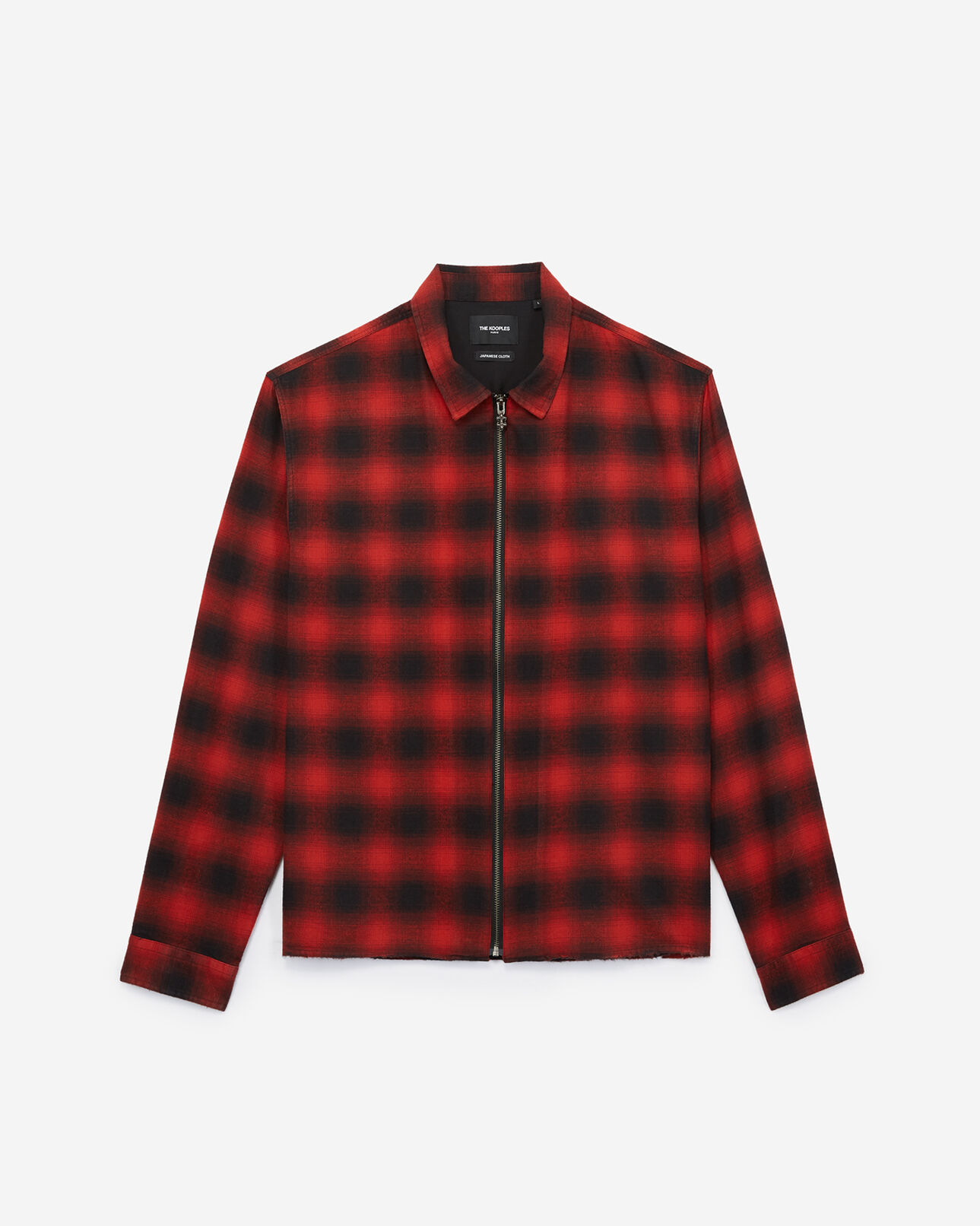 The Kooples HOMME RED / BLACK chemise à carreaux rouges et noirs zippée