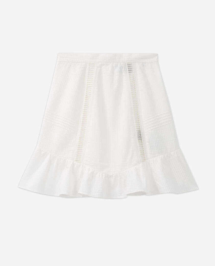 The Kooples FEMME OFF WHITE jupe courte &eacute;crue coton broderie anglaise