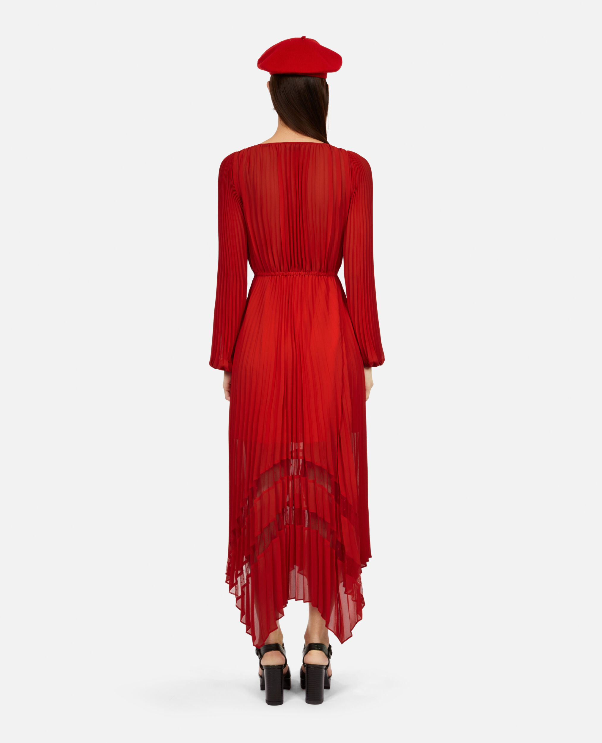 Langes, rotes Kleid mit Plissierung, RED, hi-res image number null