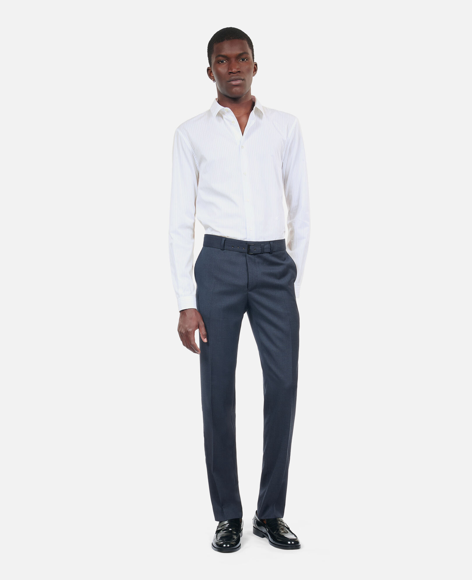 The Kooples H WHITE / BLUE white striped formal shirt