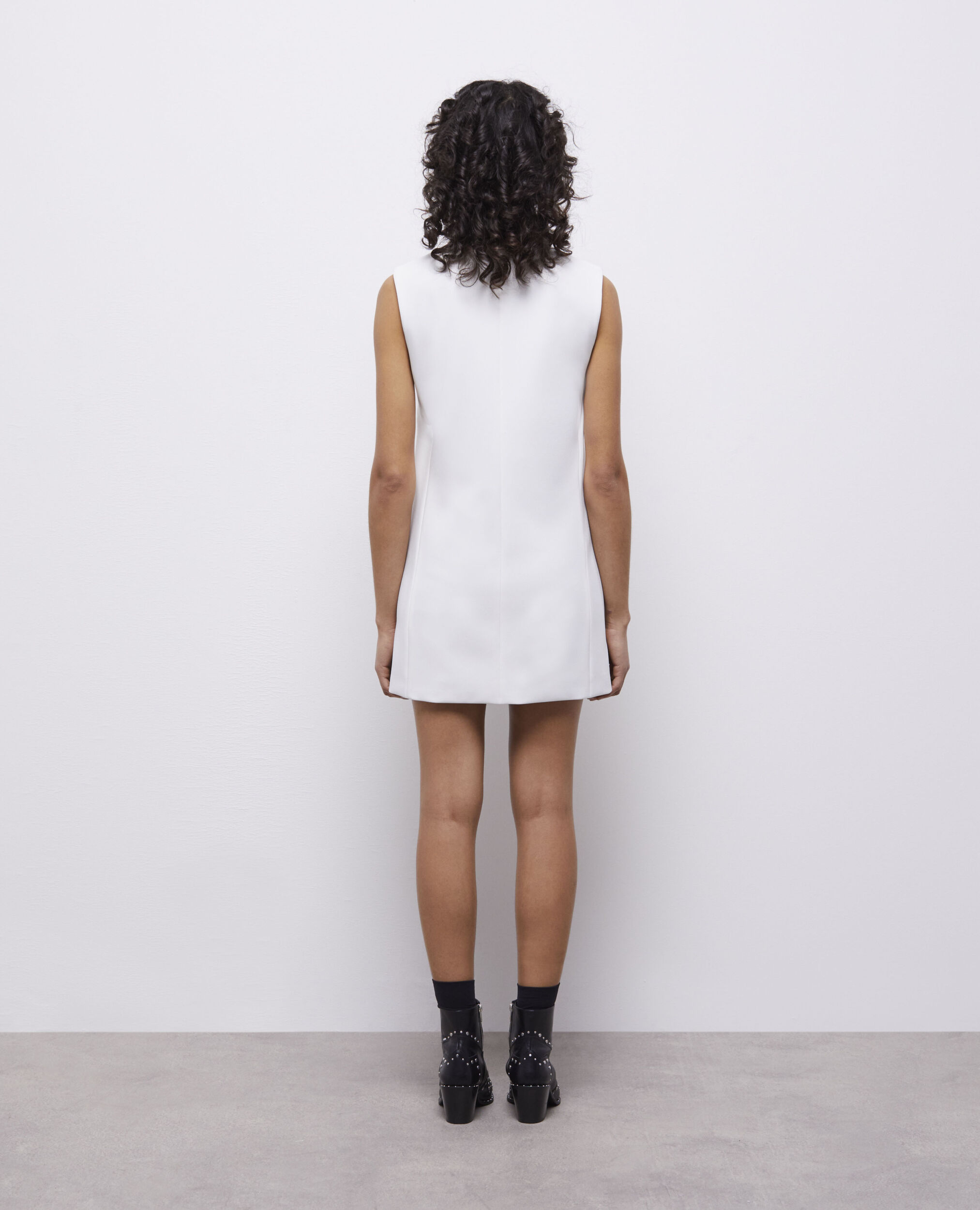 Short white crepe dress, ECRU, hi-res image number null