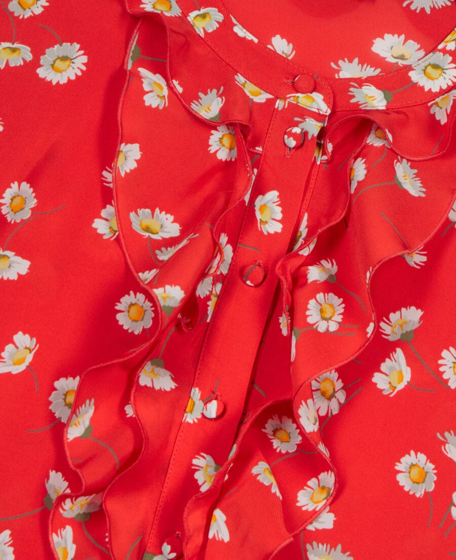 The Kooples FEMME RED / WHITE chemise à imprimé fleuri avec volants