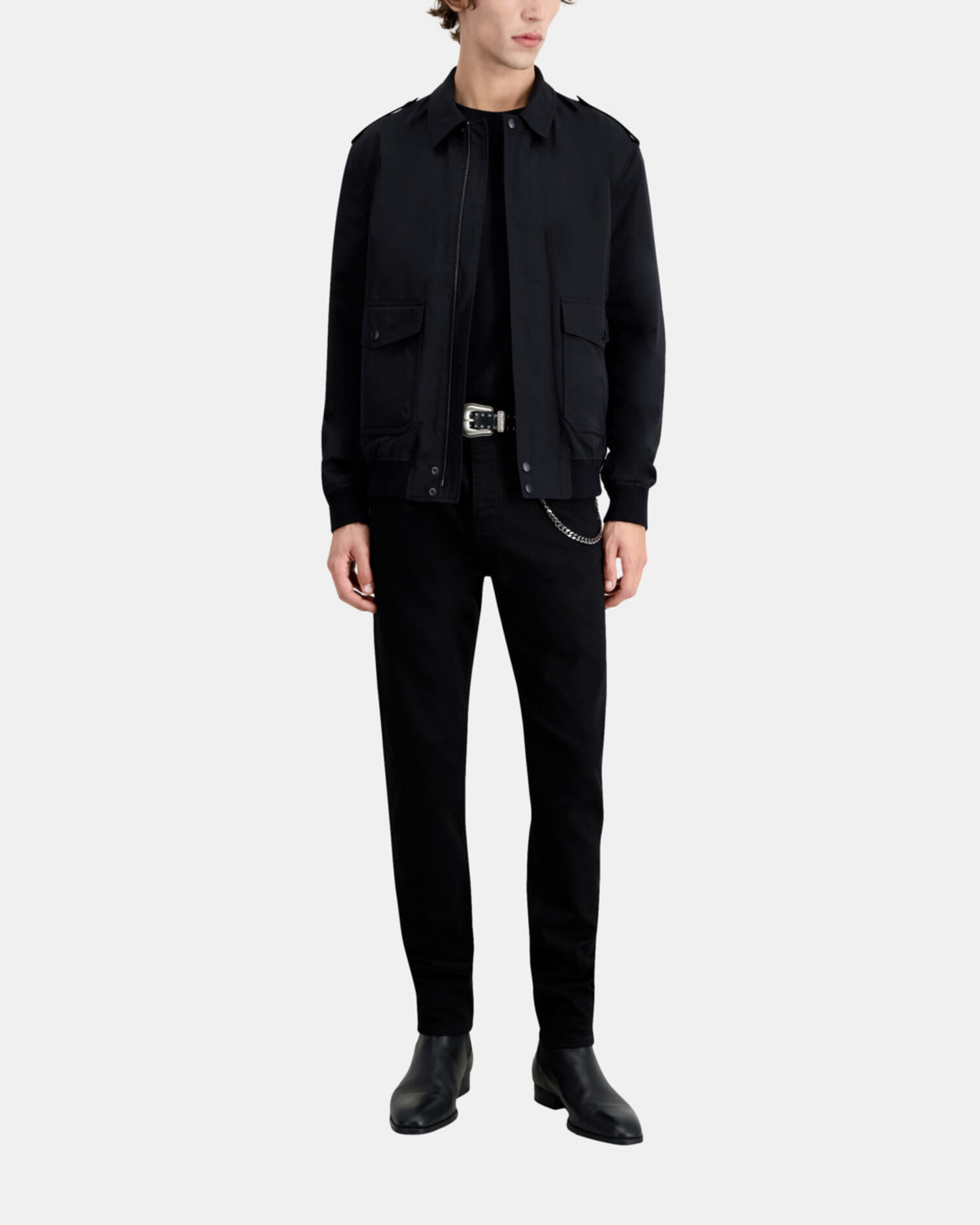 Blouson noir en coton, BLACK, hi-res image number null