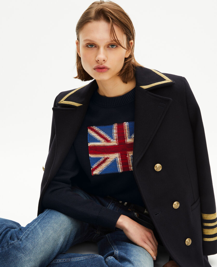 The Kooples F NAVY navy cotton english flag sweater