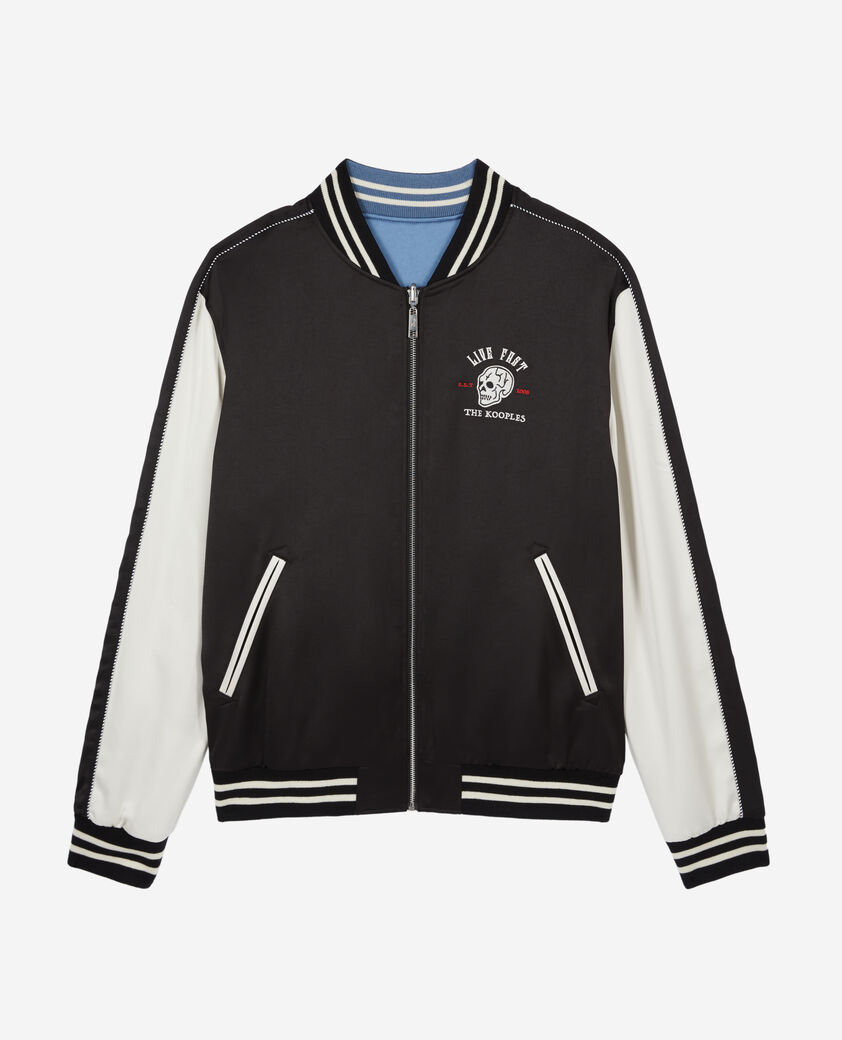 The Kooples HERREN BLACK satinschwarze wendejacke mit tiger-stickerei