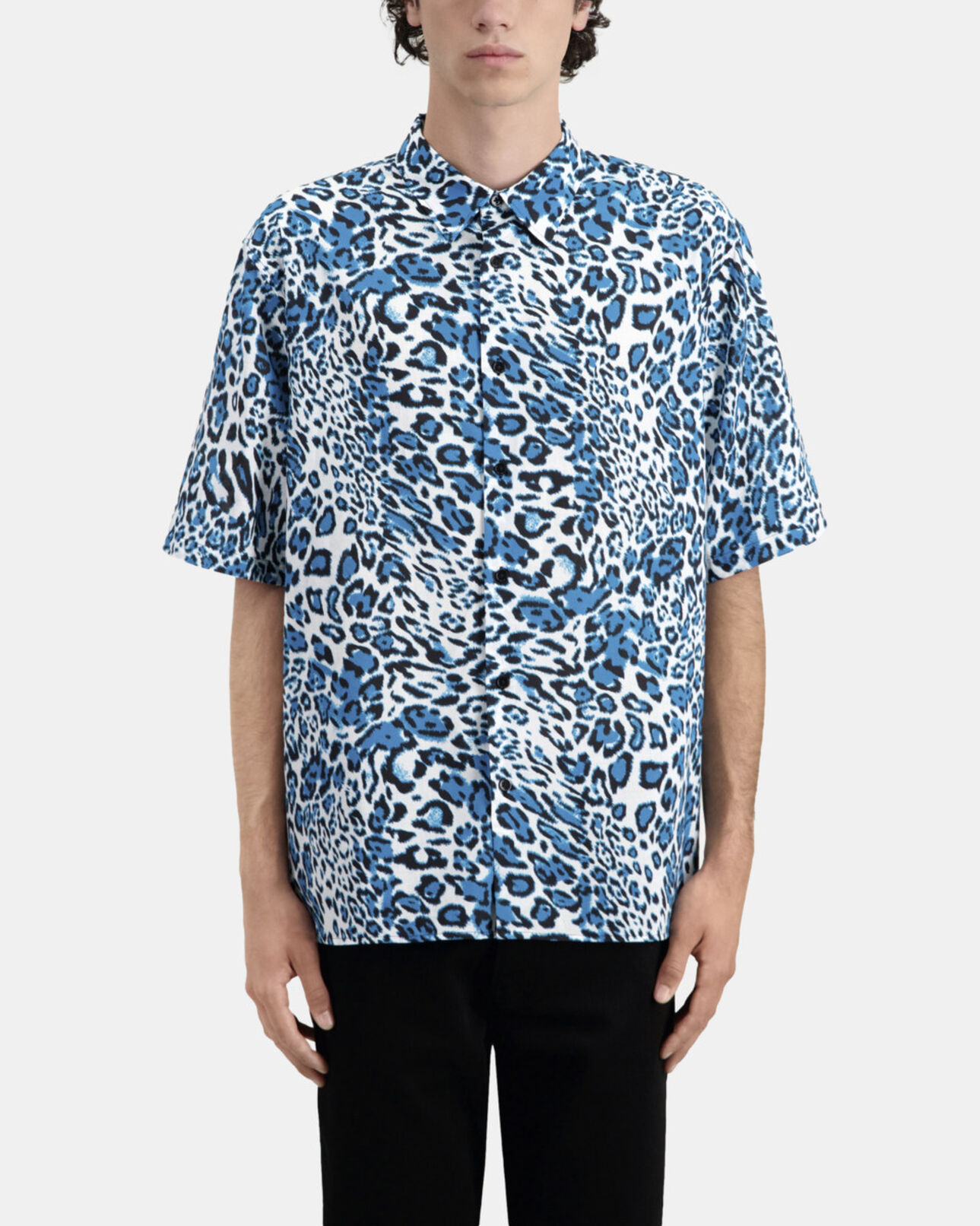 The Kooples HOMME BLUE WHITE chemise imprimée manches courtes en coton