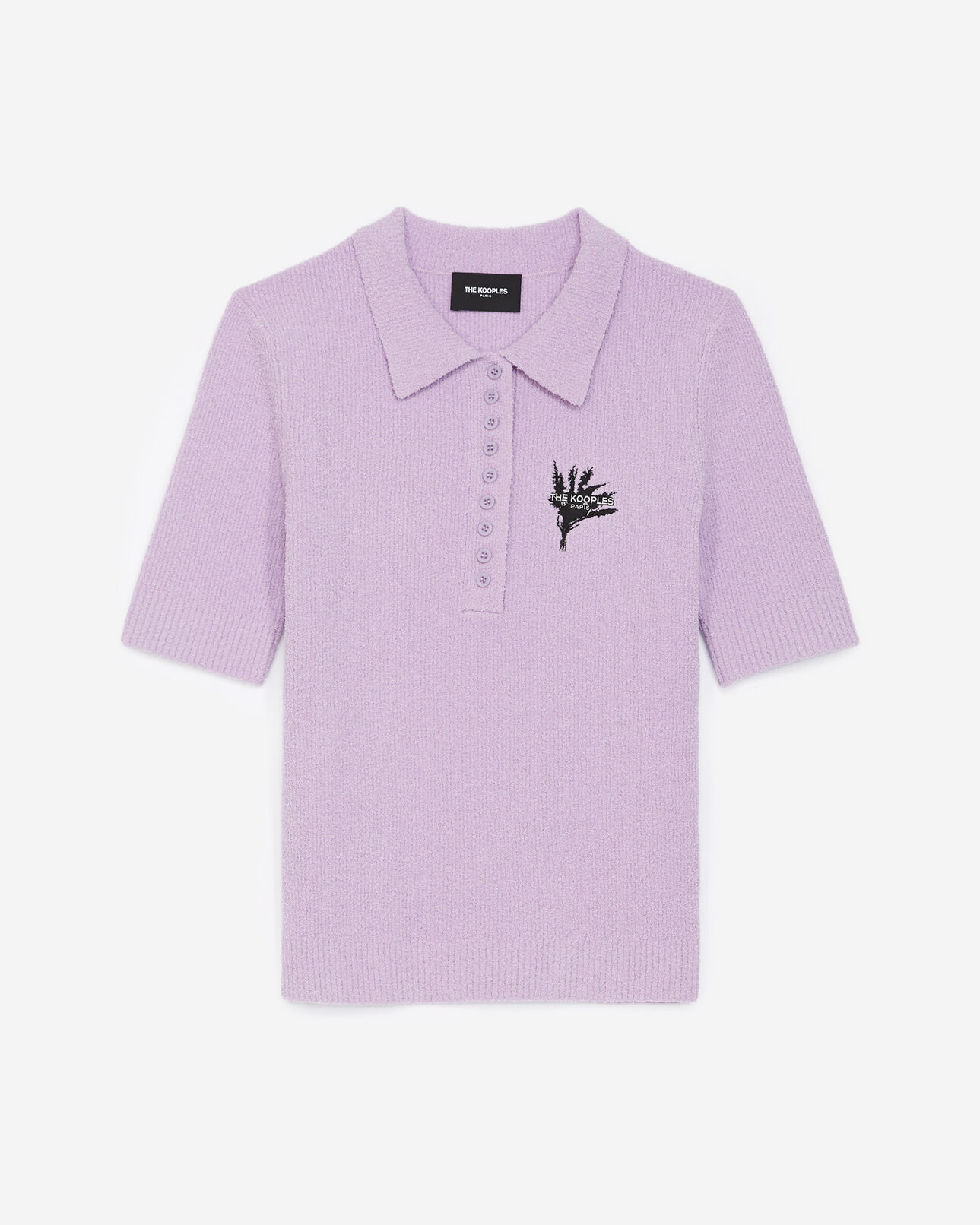 The Kooples FEMME LIGHT PURPLE polo violet ajusté boutonné détail brodé