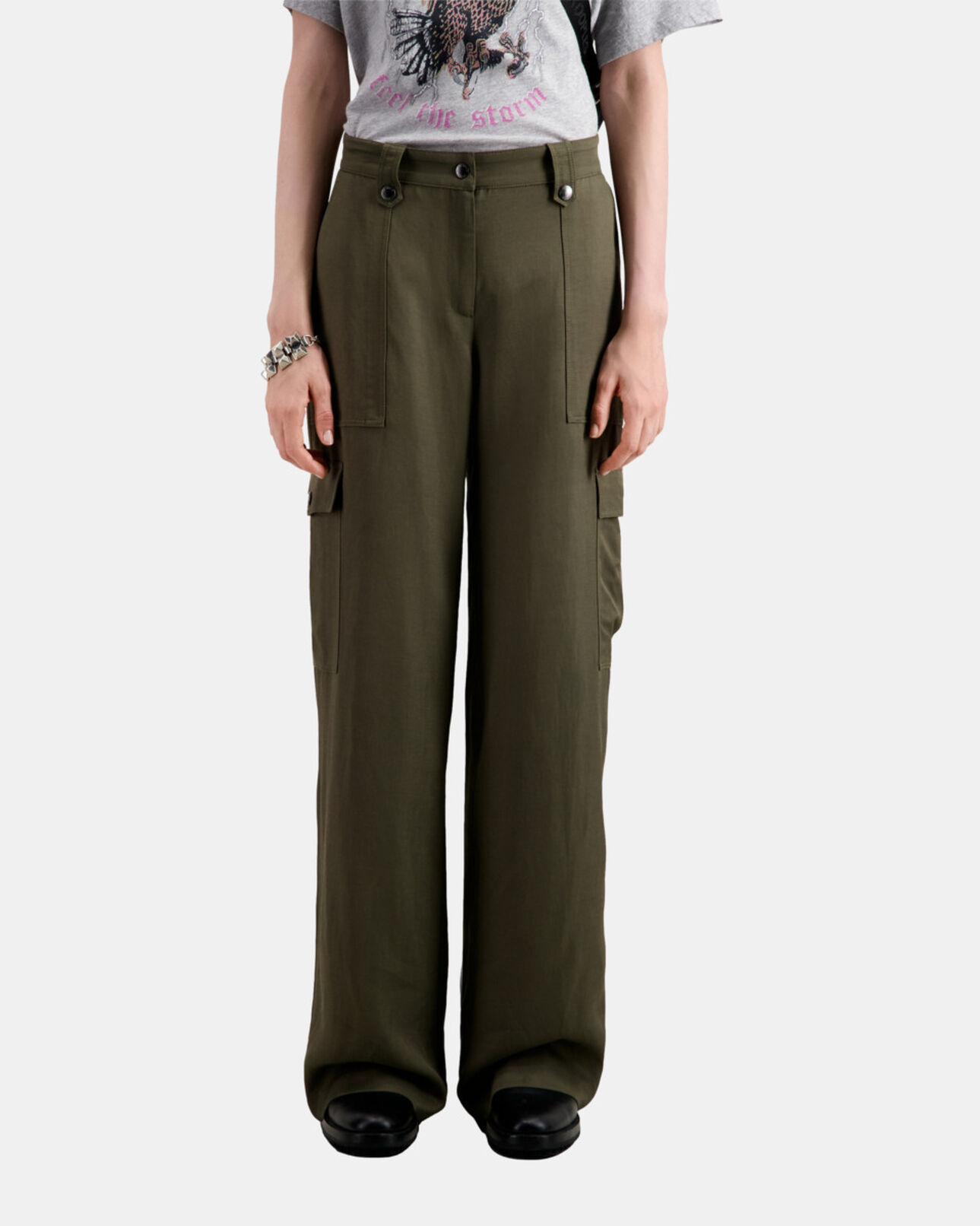 The Kooples WOMEN KAKI khaki cargo pants