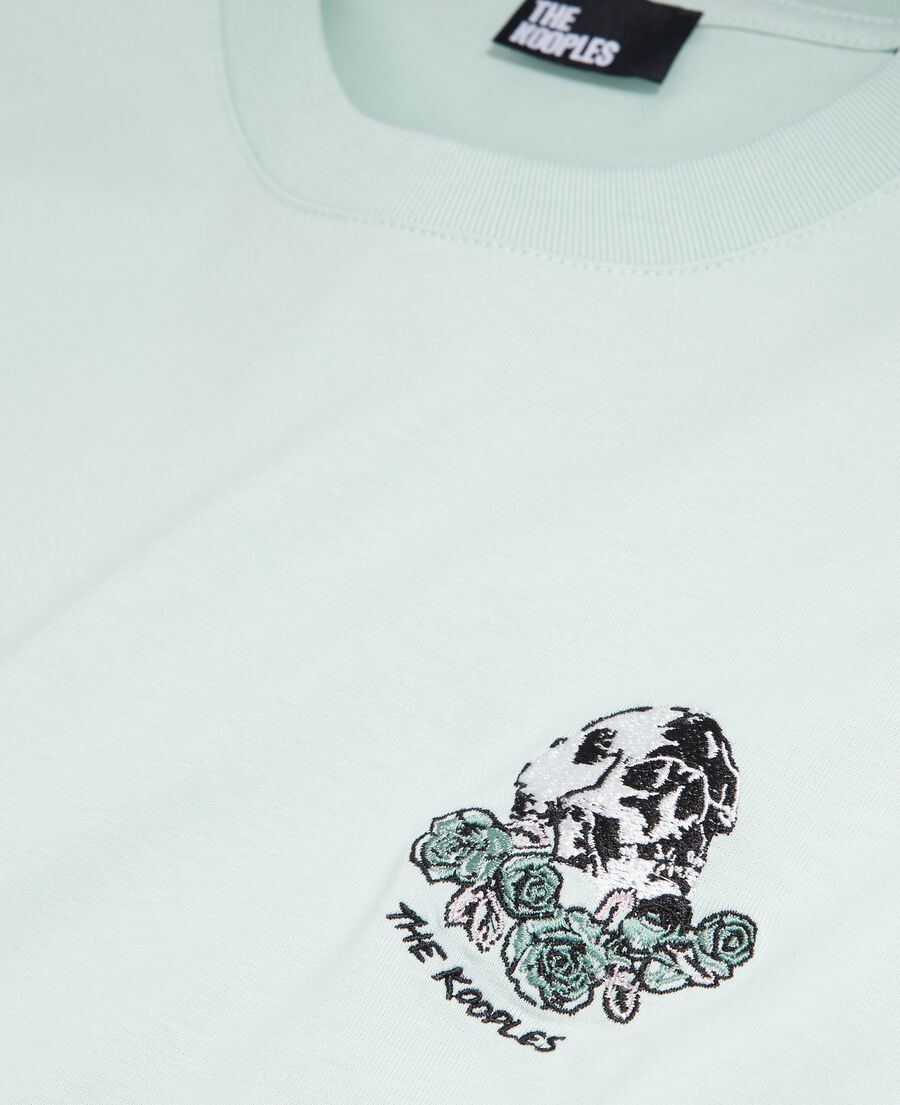 t-shirt homme vert avec broderie vintage skull