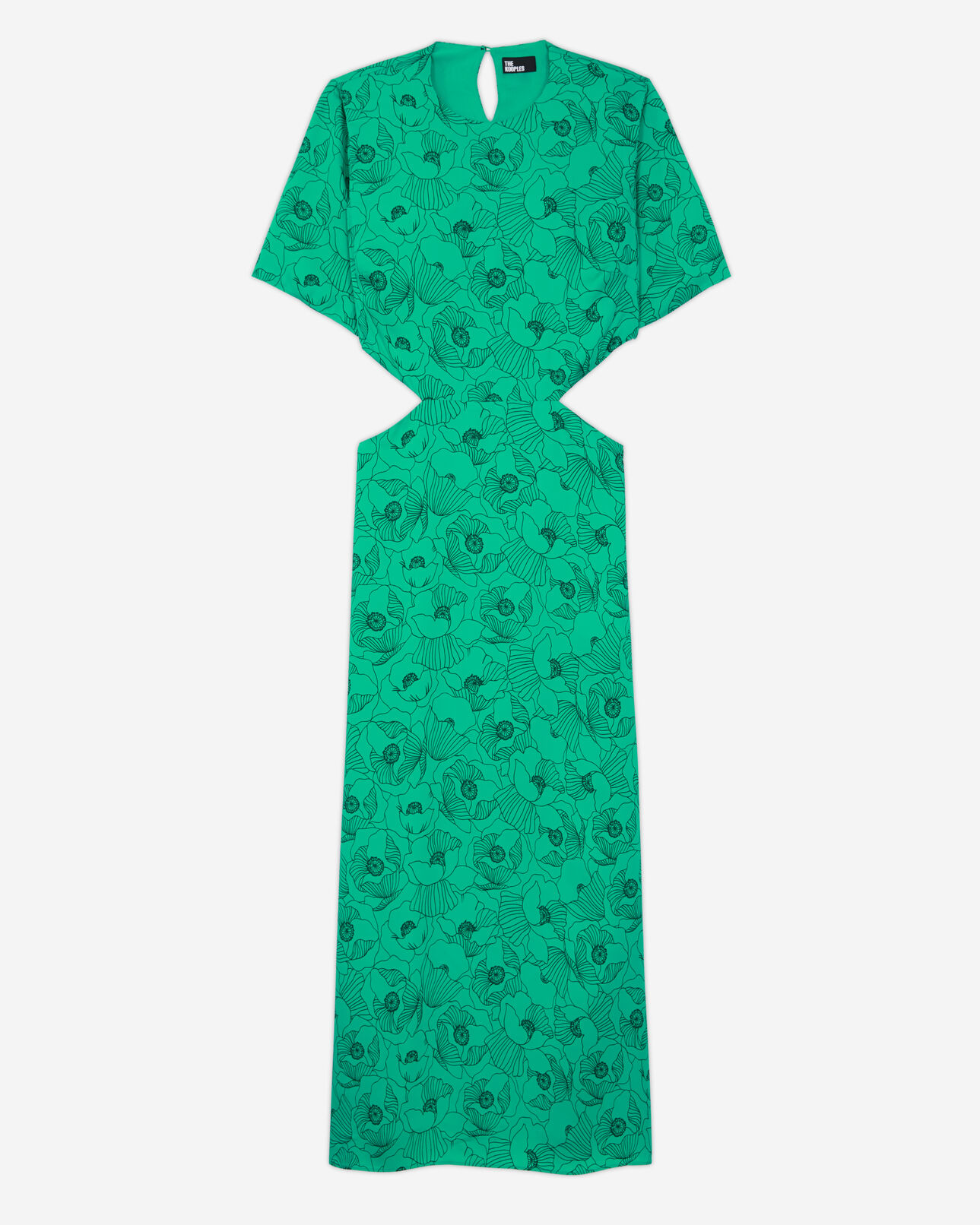 The Kooples WOMEN GREEN long printed dress with cut-out details