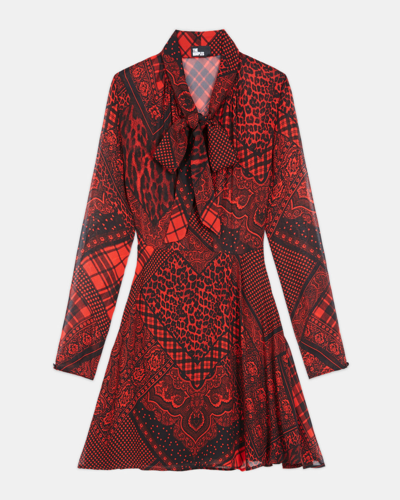 The Kooples FEMME RED / BLACK robe courte imprimée rouge