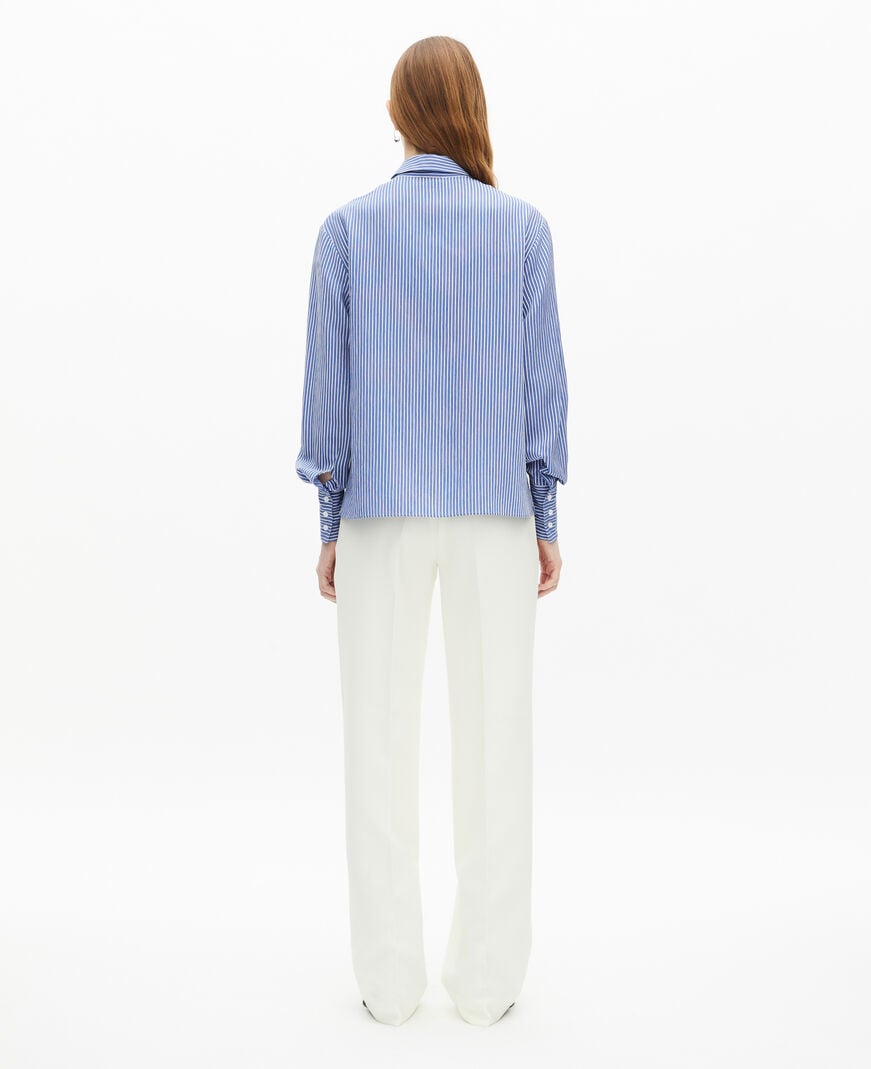 The Kooples WOMEN BLUE WHITE blue and white striped long sleeve shirt