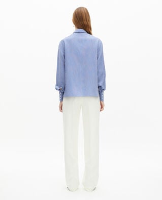 The Kooples WOMEN BLUE WHITE blue and white striped long sleeve shirt