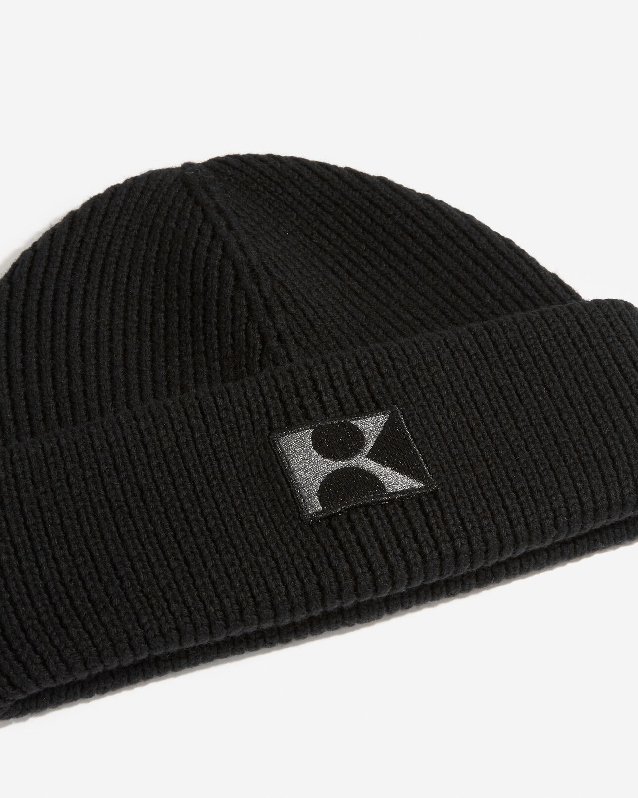 The Kooples UNISEX BLACK wollmütze schwarz gerippt k-monogramm