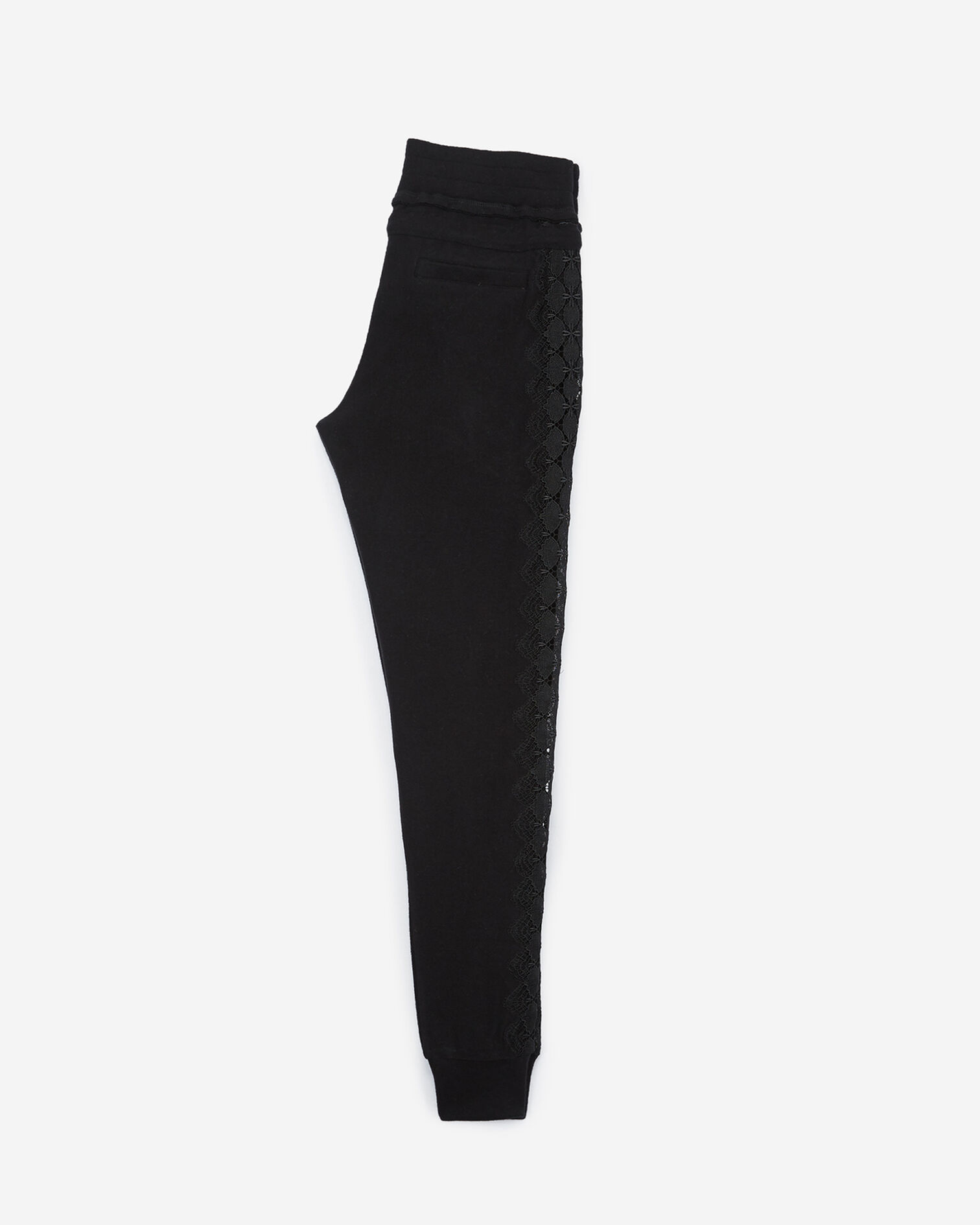 Schwarze Molton-Jogginghose mit Spitze, BLACK, hi-res image number null