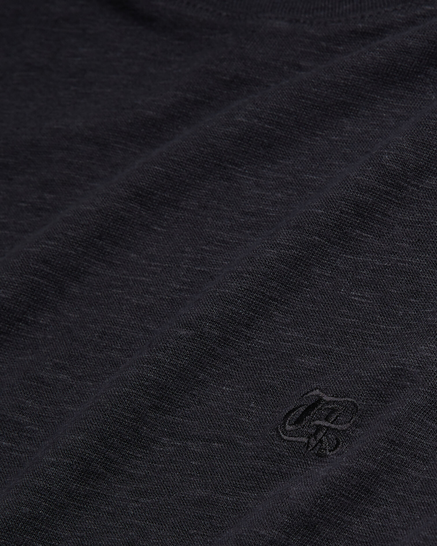 T-shirt Homme noir en lin avec blason, BLACK, hi-res image number null