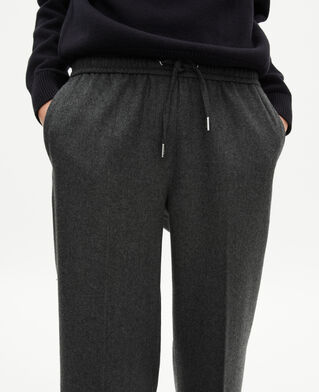 The Kooples WOMEN GREY dark grey flannel wide-leg pants