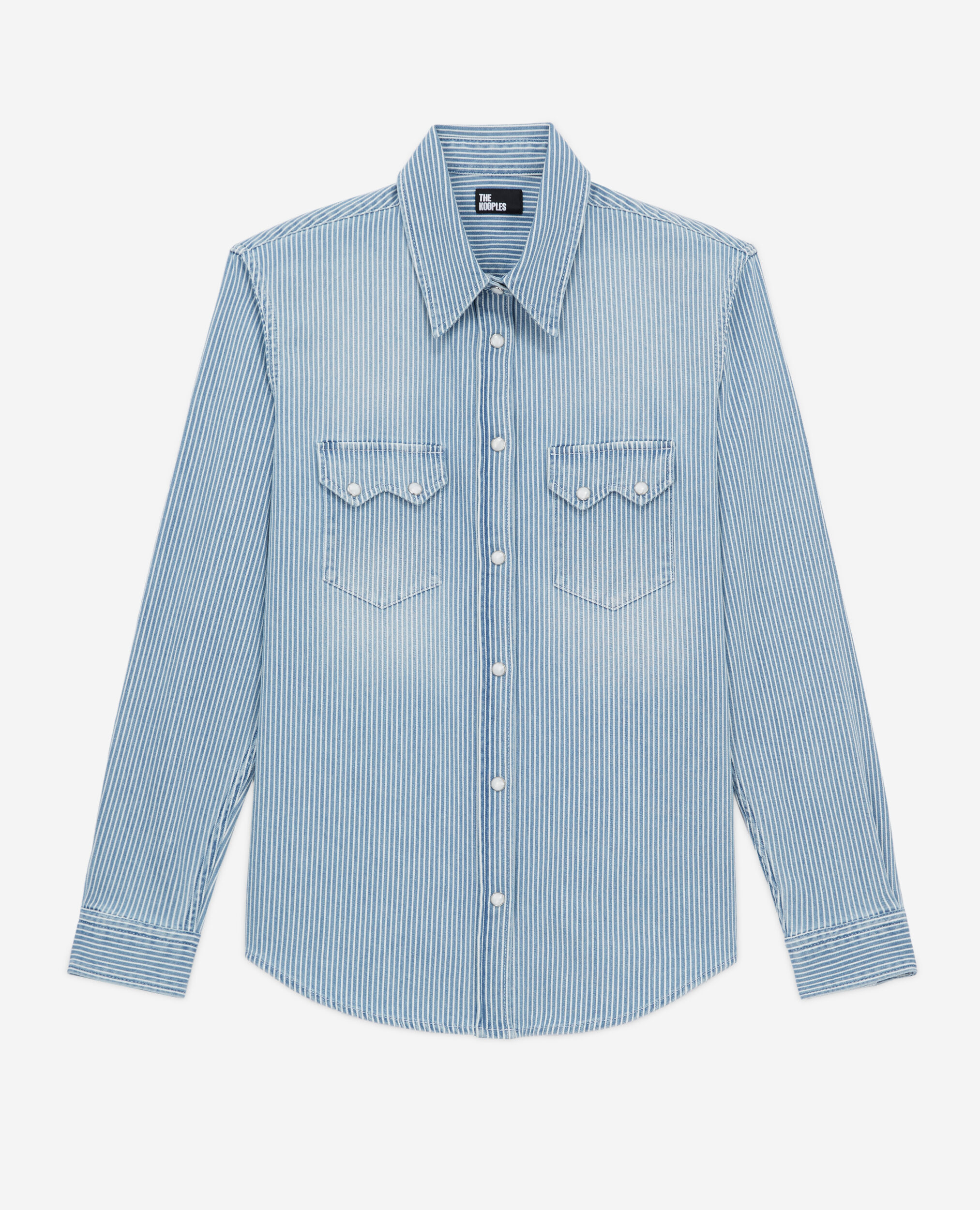 Blue and white striped shirt, BLUE DENIM, hi-res image number null
