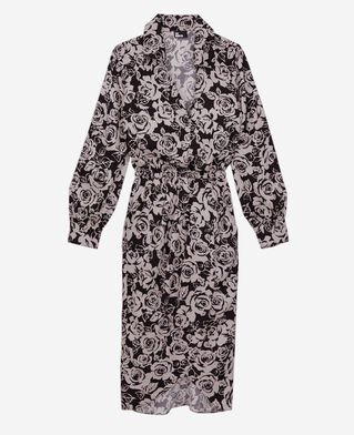 The Kooples DAMEN BLACK / PINK halblanges kleid mit print