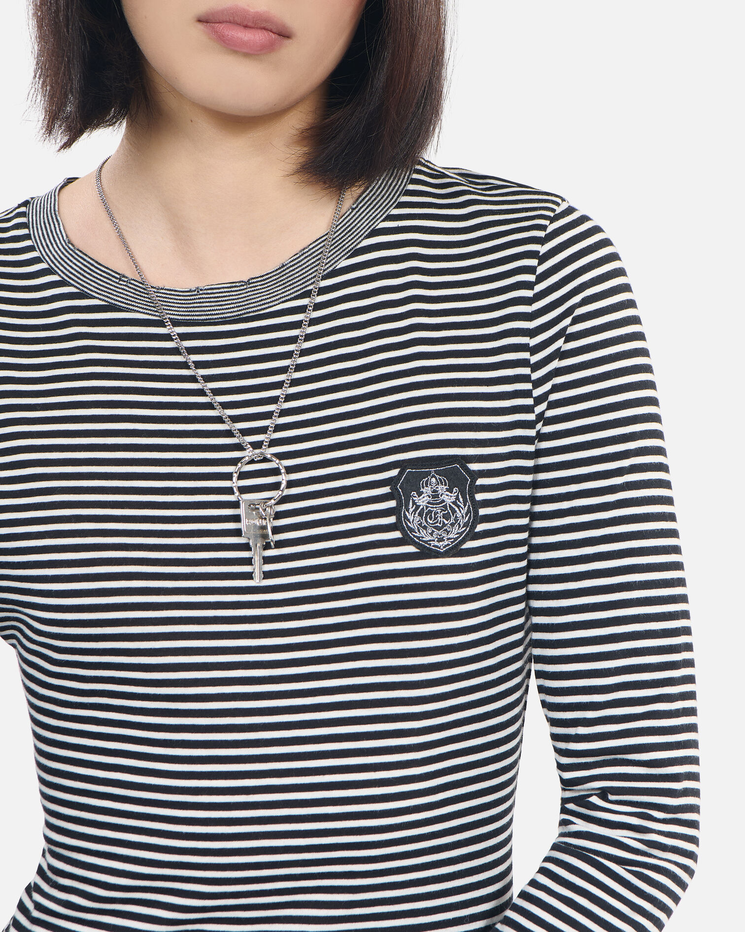 Long-sleeved striped t-shirt, BLACK / WHITE, hi-res image number null