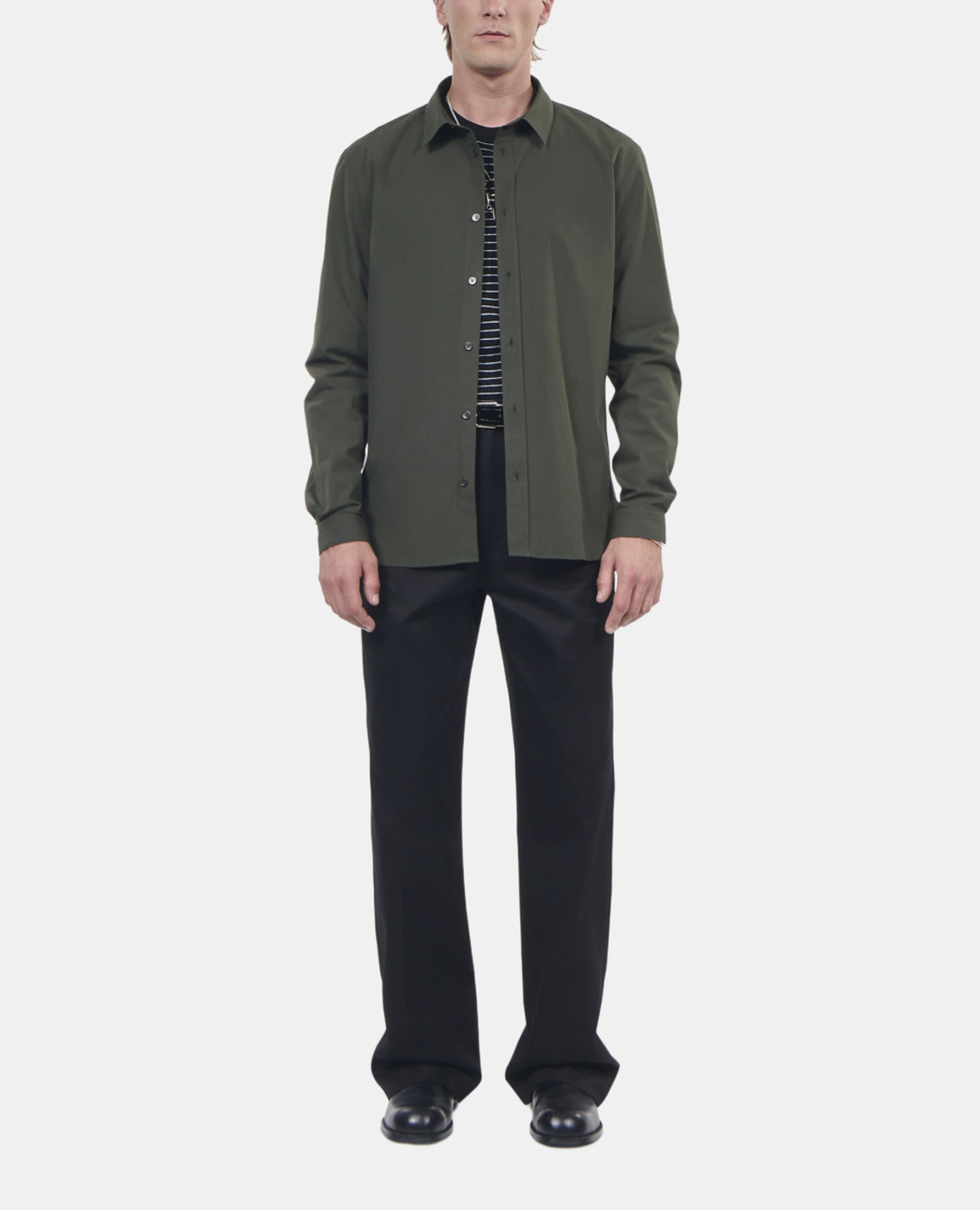 Khaki poplin shirt, DARK GREEN, hi-res image number null
