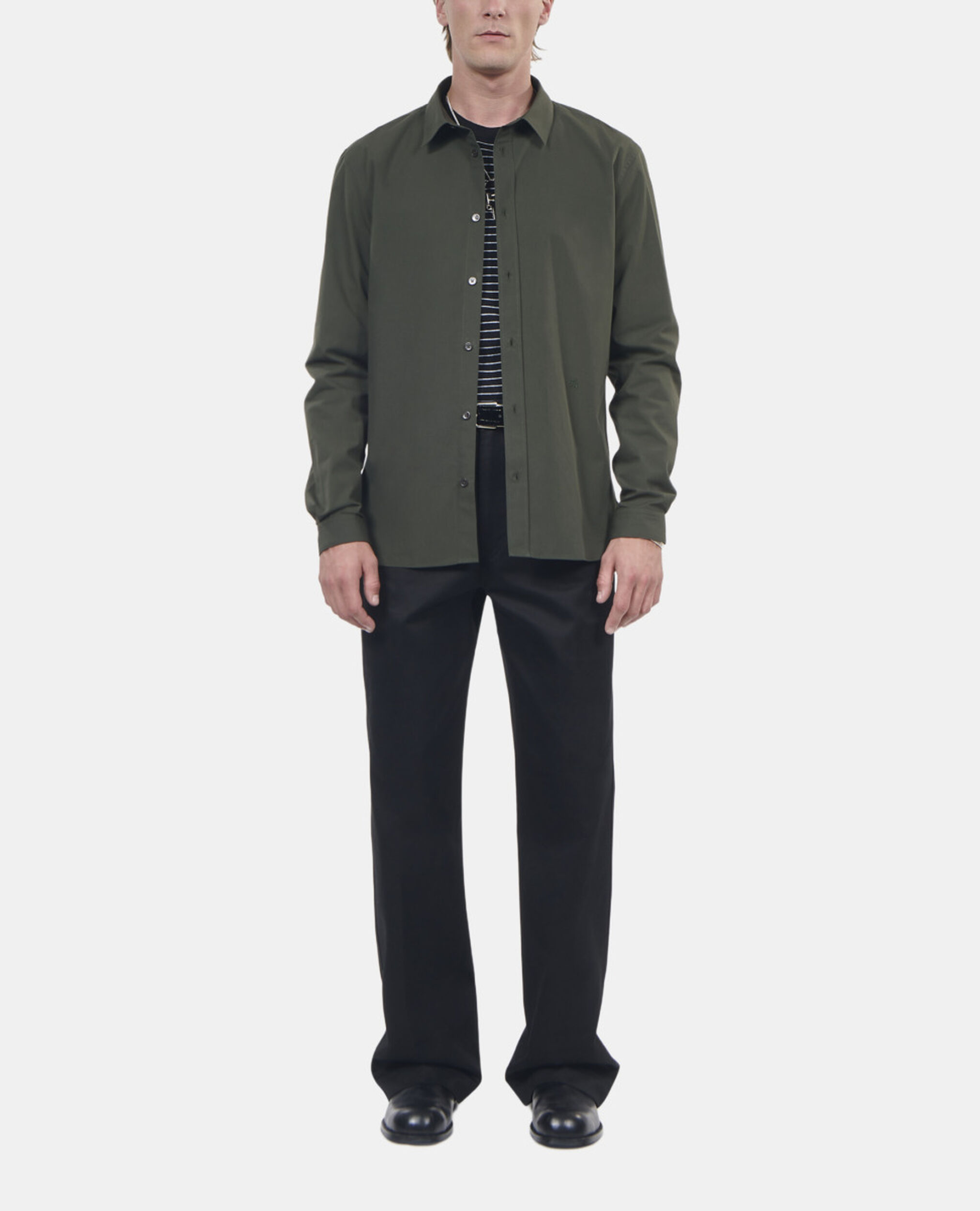Khaki poplin shirt, DARK GREEN, hi-res image number null