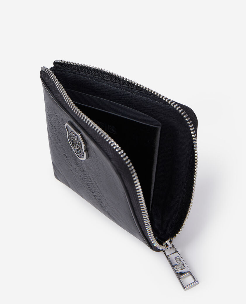 The Kooples MIXTE BLACK porte monnaie blason en cuir noir