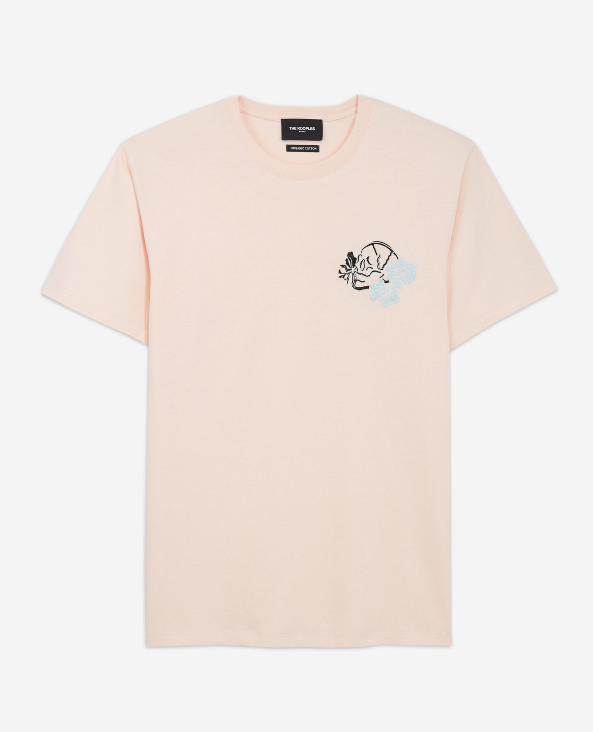 Pink printed T-shirt with skull and flowers, PINK, hi-res image number null