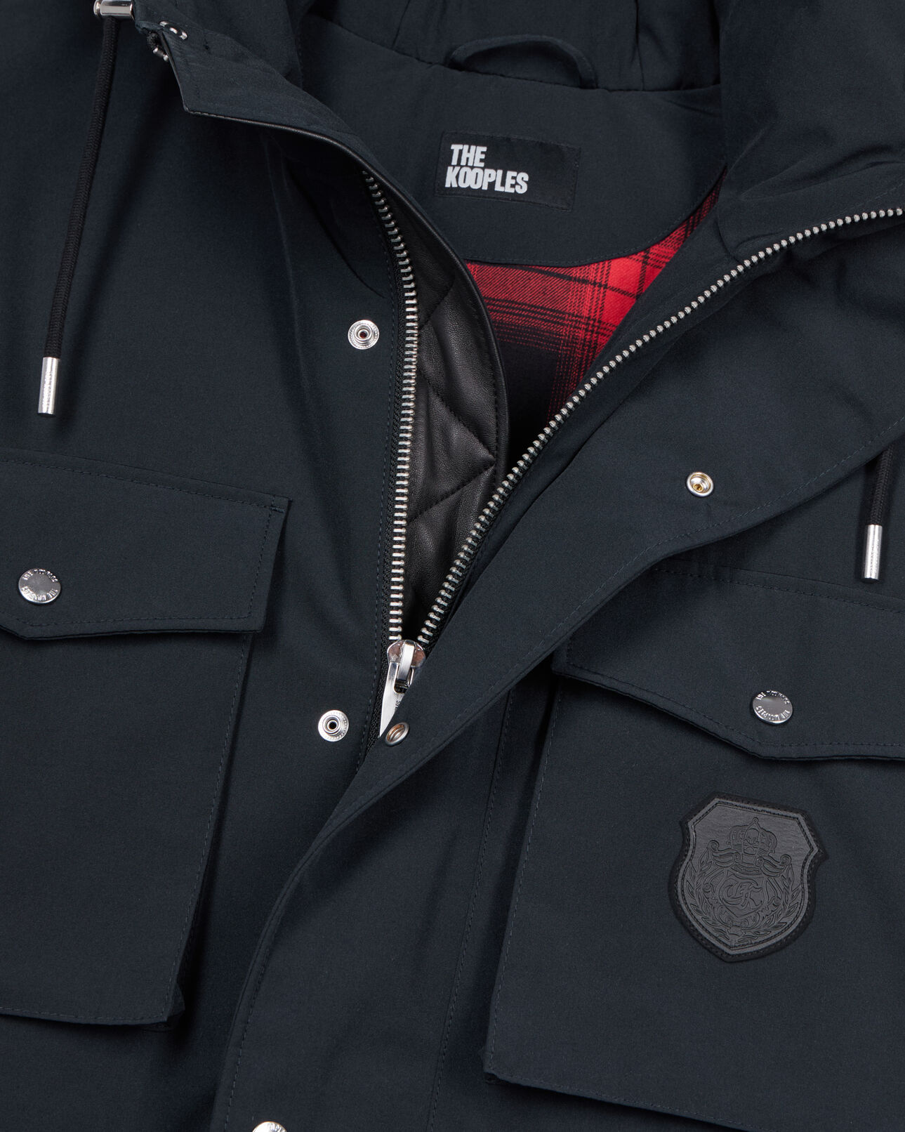 The Kooples MEN NAVY navy blue hooded parka