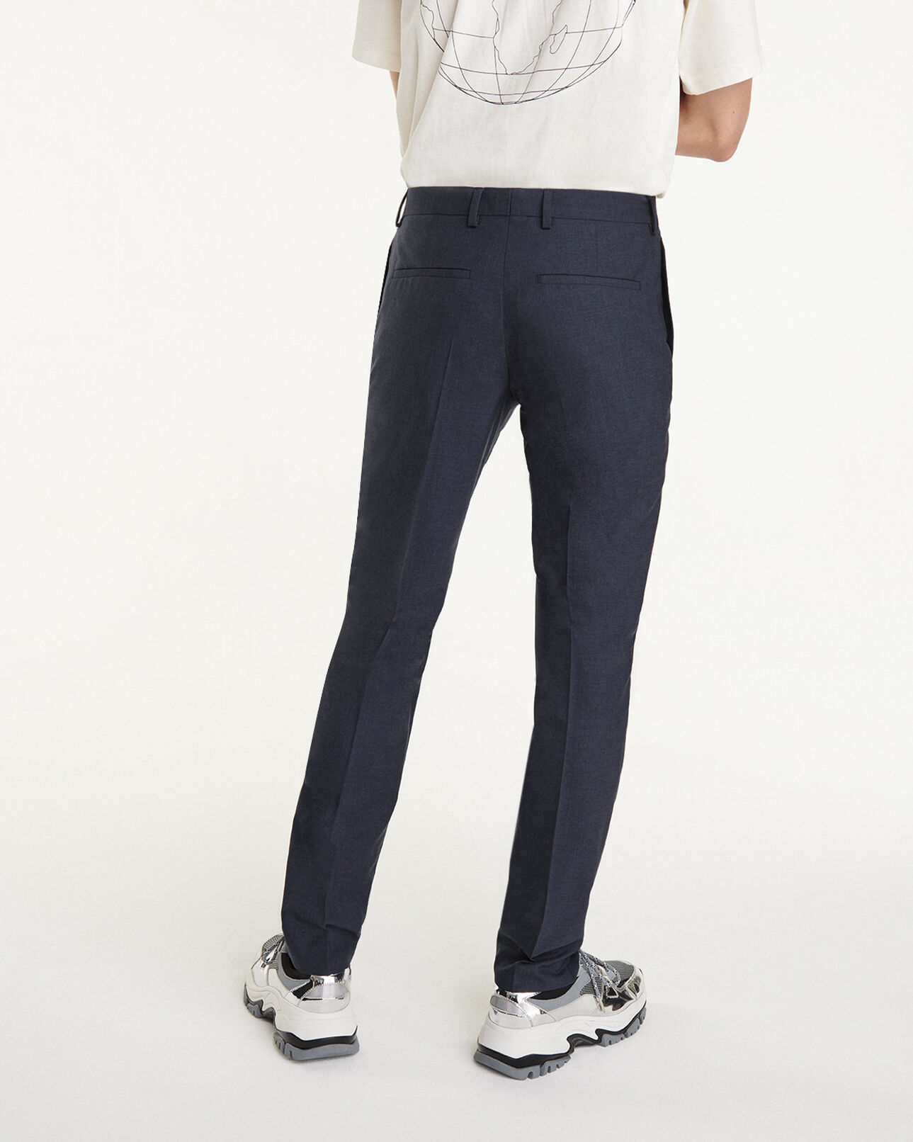 The Kooples MEN NAVY slate blue wool suit pants fit