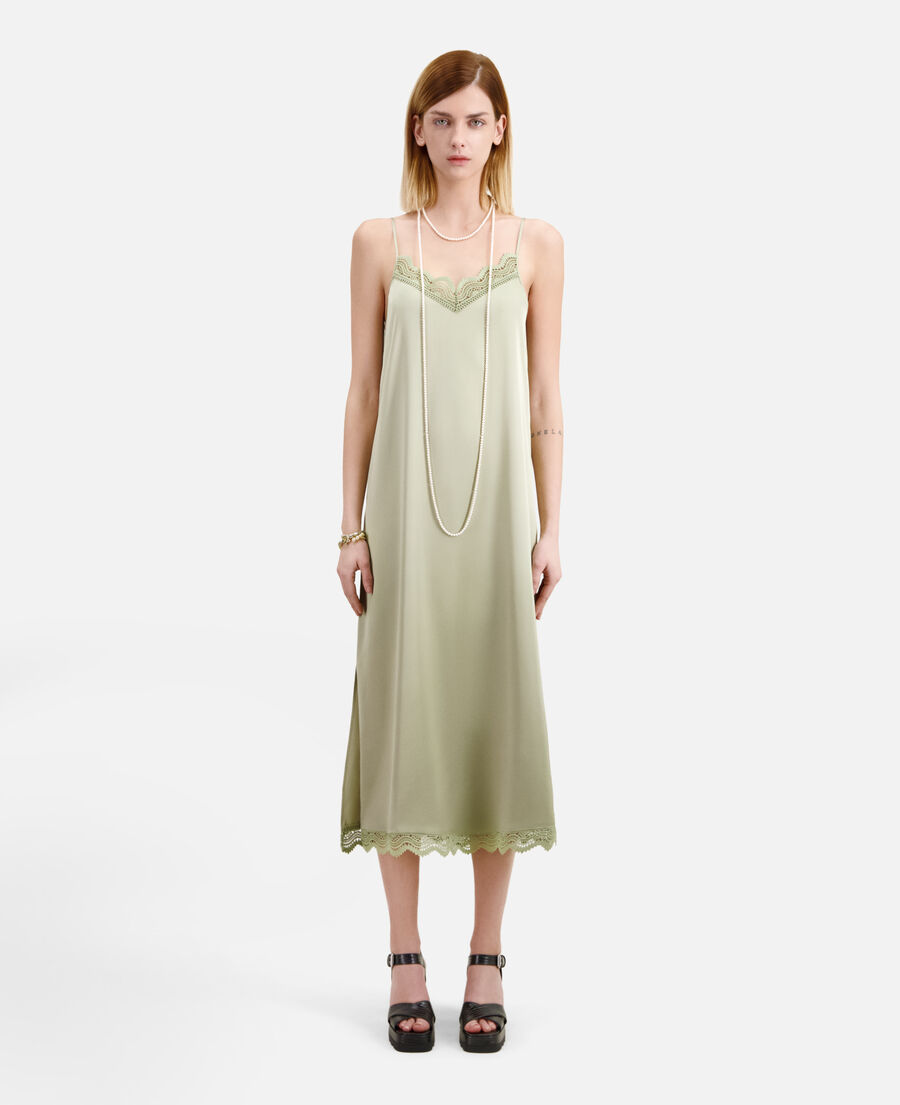 long light green slip dress