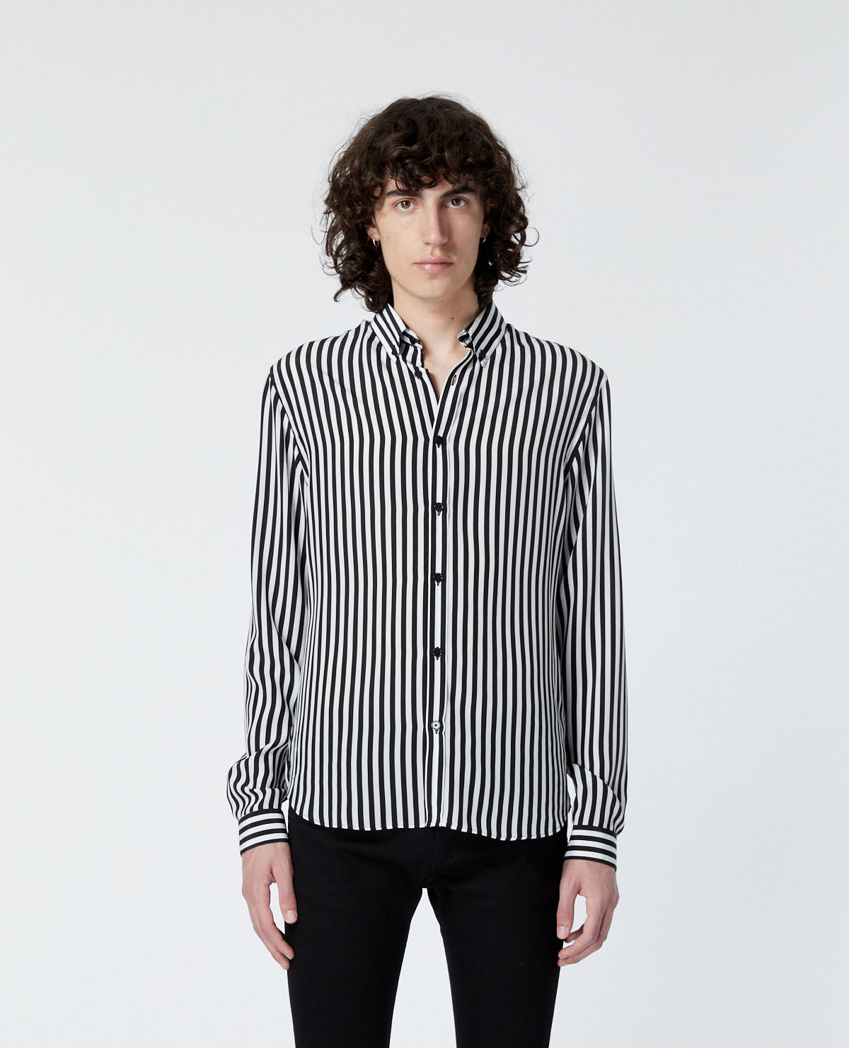 Striped black and white silk shirt The Kooples
