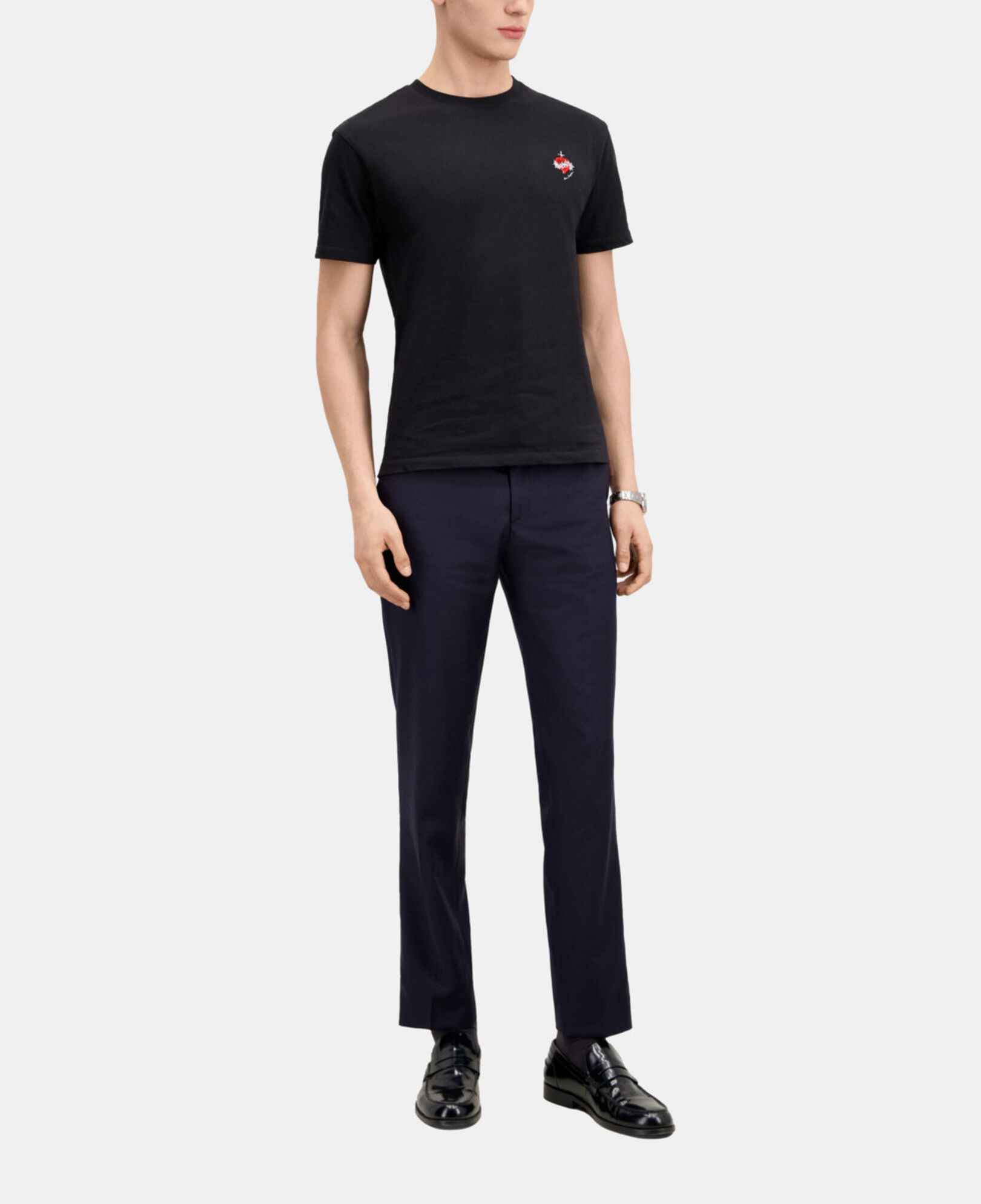 The Kooples HOMME BLACK t-shirt homme noir avec broderie dagger through heart