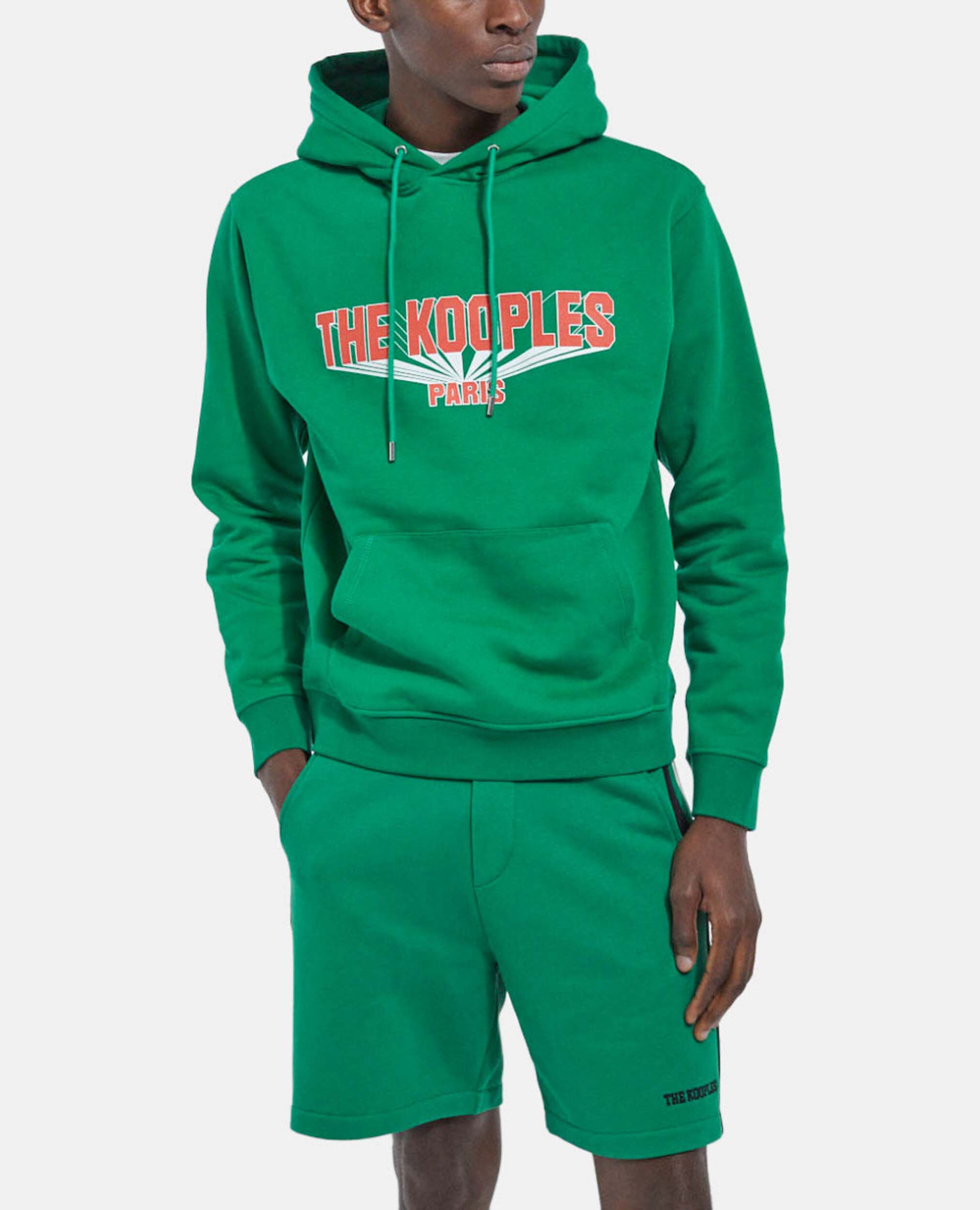 Printed green hoodie with contrasting logo The Kooples US