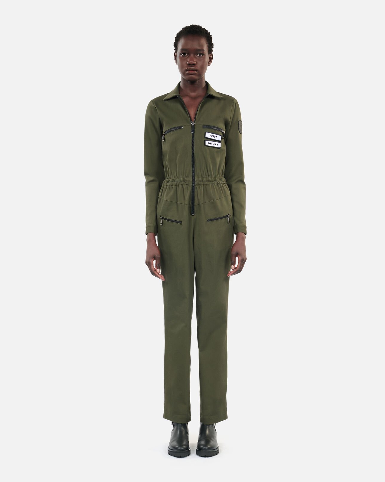 The Kooples FEMME KAKI combinaison the kooples x carolina ritzler kaki en coton