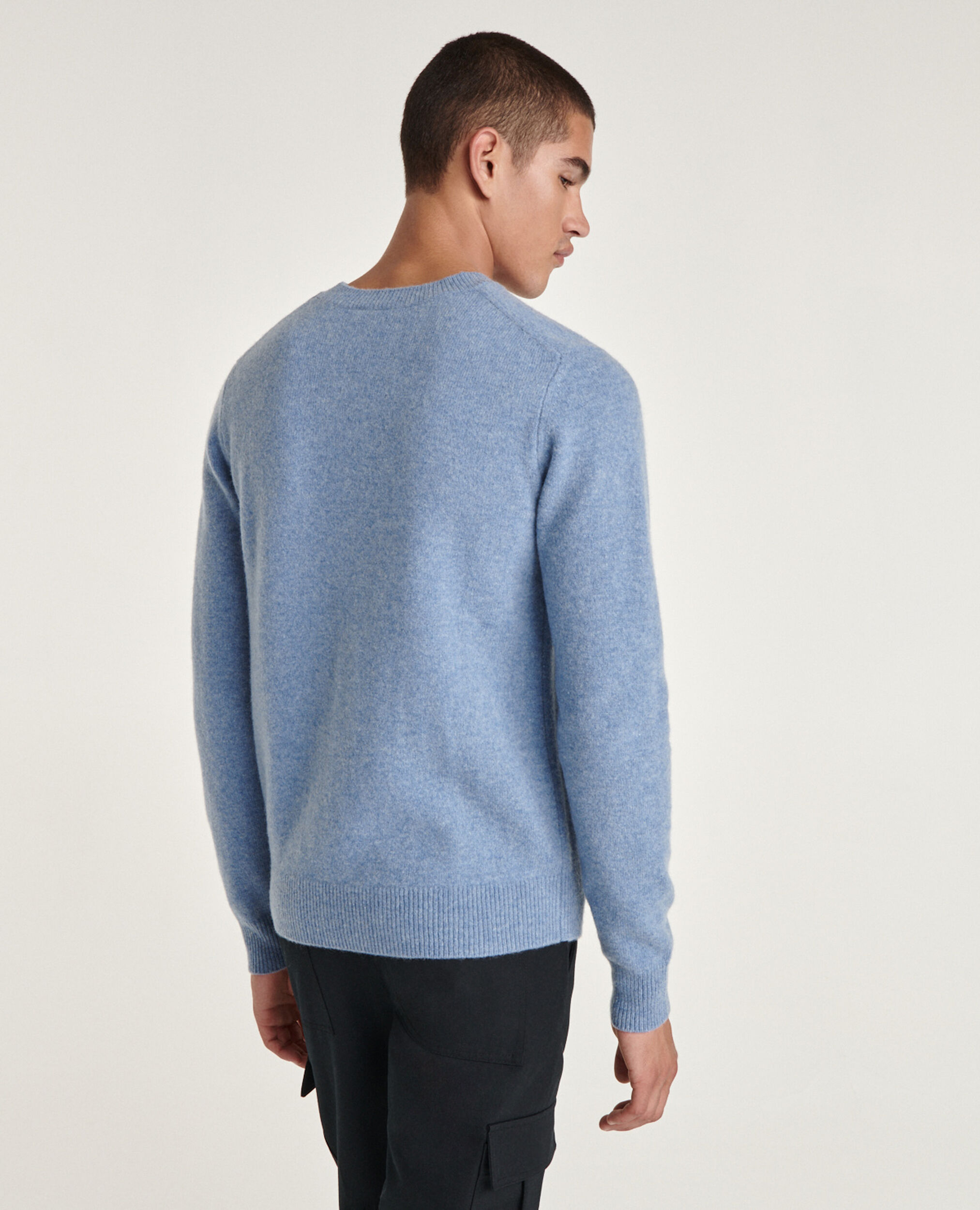 Sky blue wool sweater with embroidered heart, LIGHT BLUE, hi-res image number null
