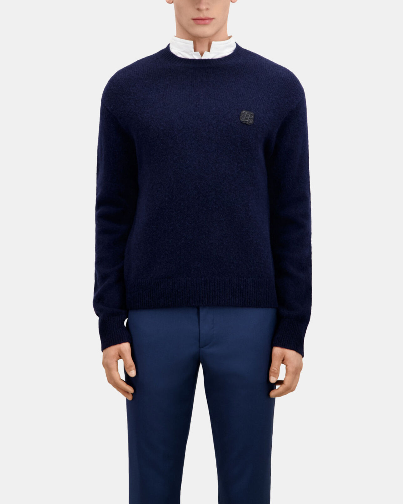 The Kooples MEN NAVY navy blue wool and alpaca blend sweater