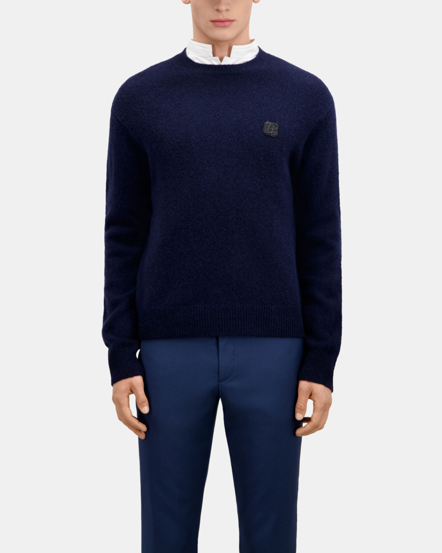 Navy blue wool and alpaca blend sweater, NAVY, hi-res image number null