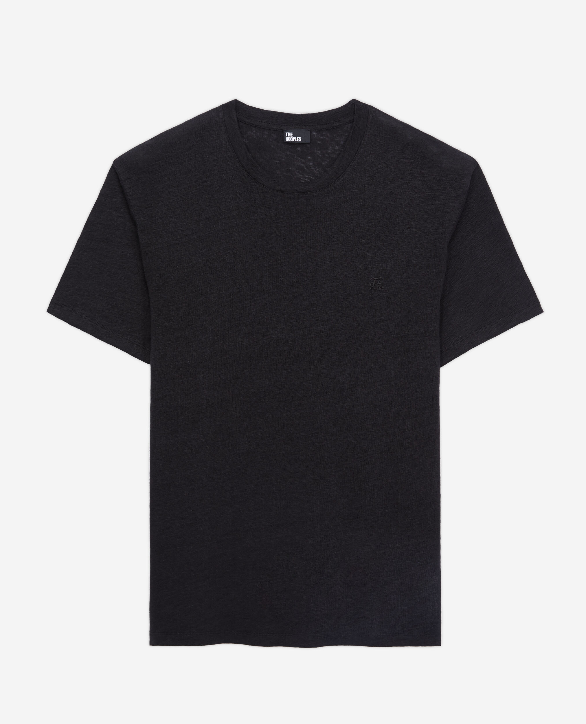 Men's black linen t-shirt with blazon, BLACK, hi-res image number null