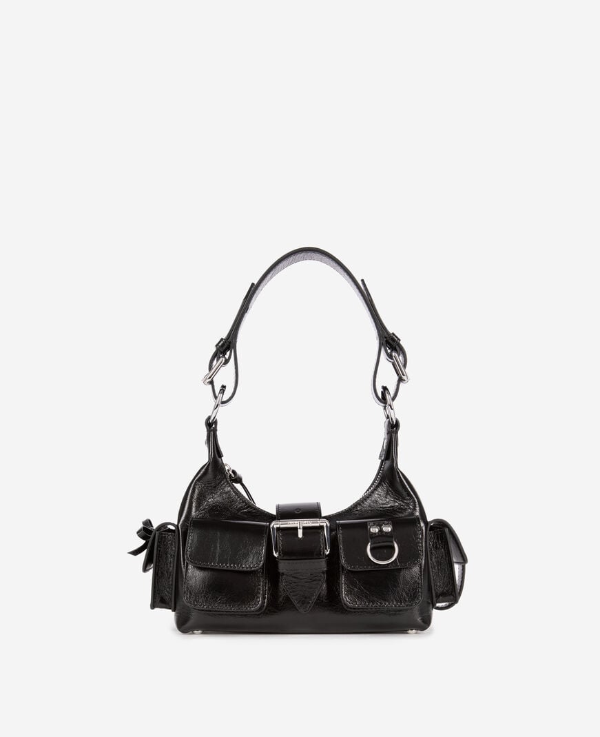 The Kooples FEMME BLACK sac amelia small en cuir craquelé noir
