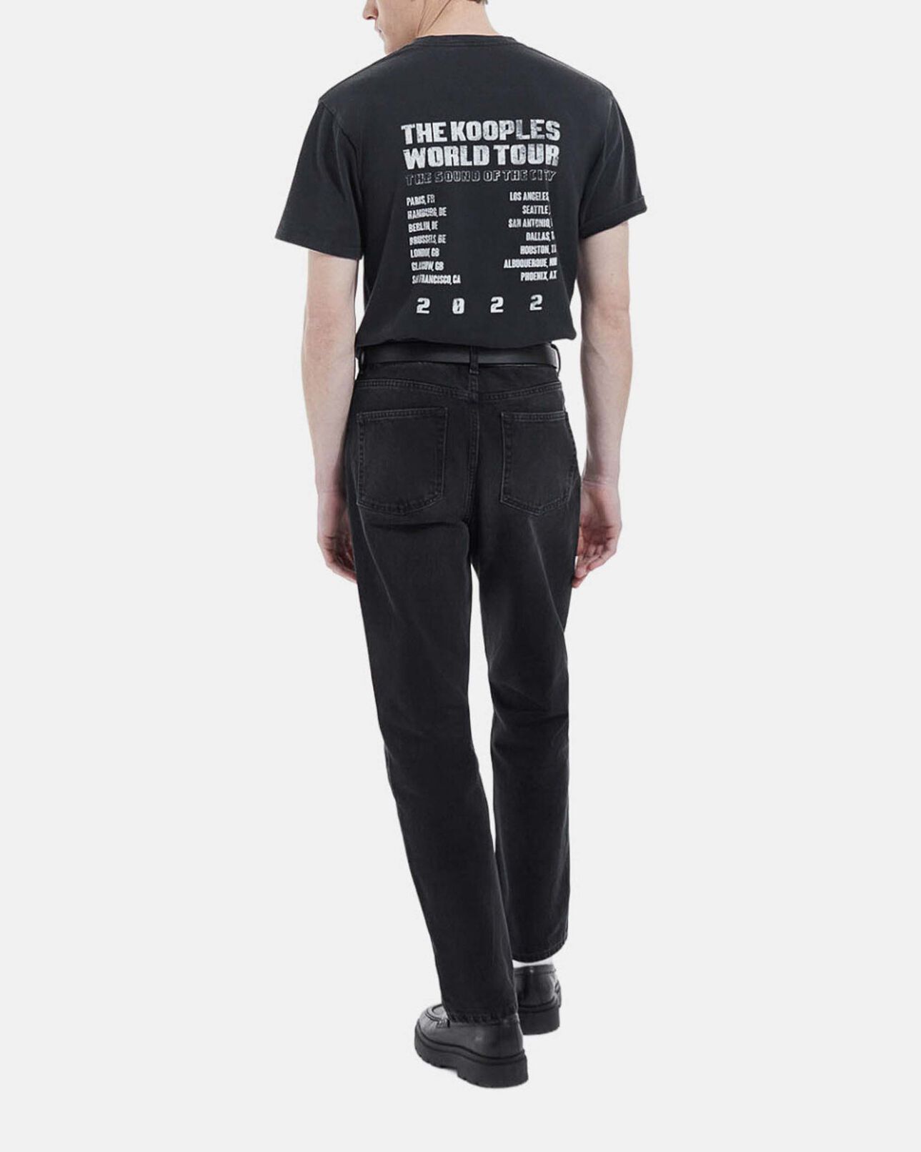 The Kooples HOMBRE BLACK WASHED camiseta negra logotipo desgastada algodón