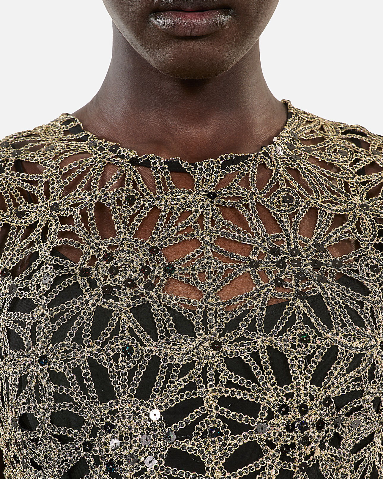 The Kooples DAMEN ANTIC GOLD goldenes, kurzes kleid aus guipure