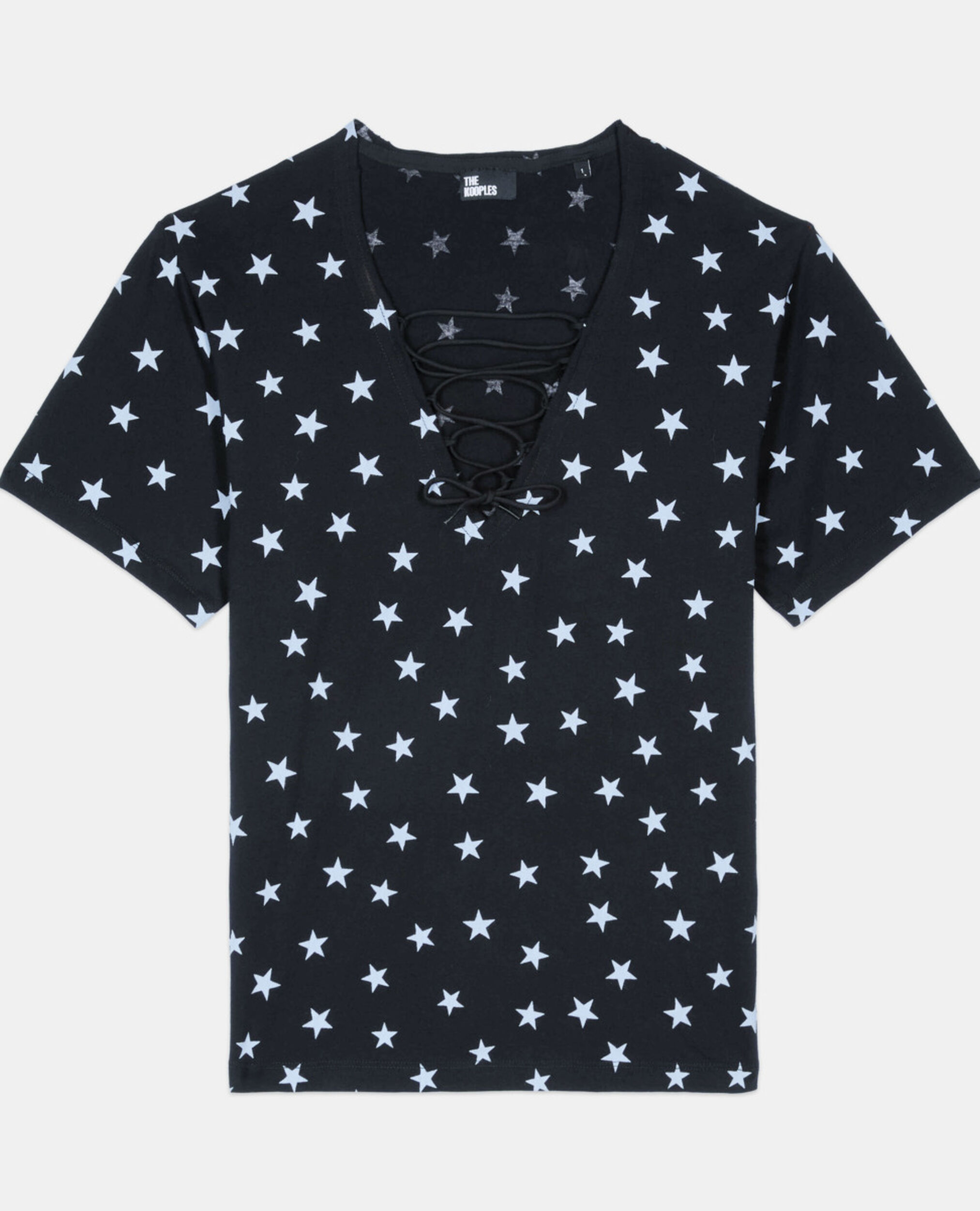 Schwarzes T-Shirt mit Sterne-Print, BLACK WASHED, hi-res image number null
