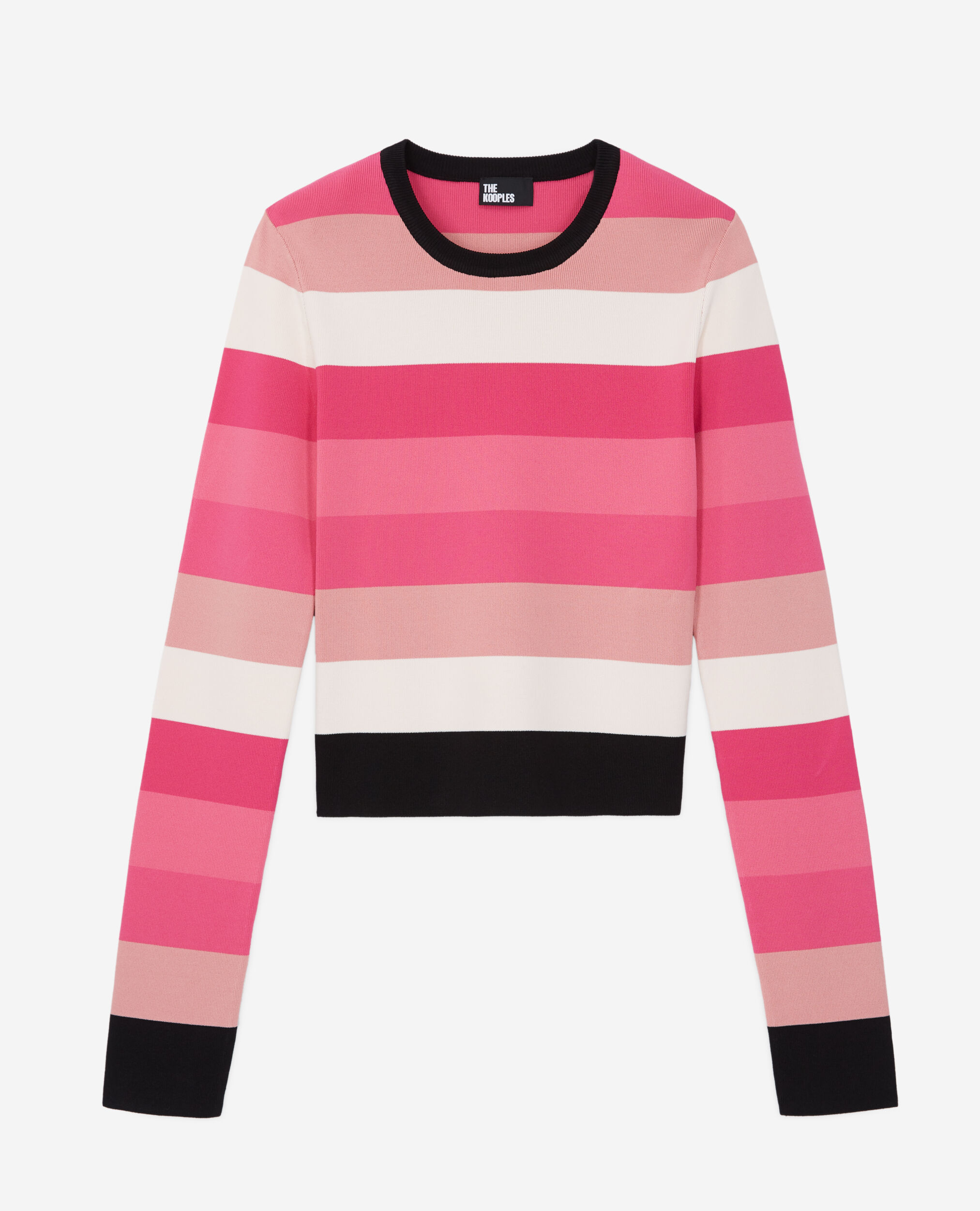 Short pink striped sweater, LIGHT PINK/DARK PINK/BLAC, hi-res image number null